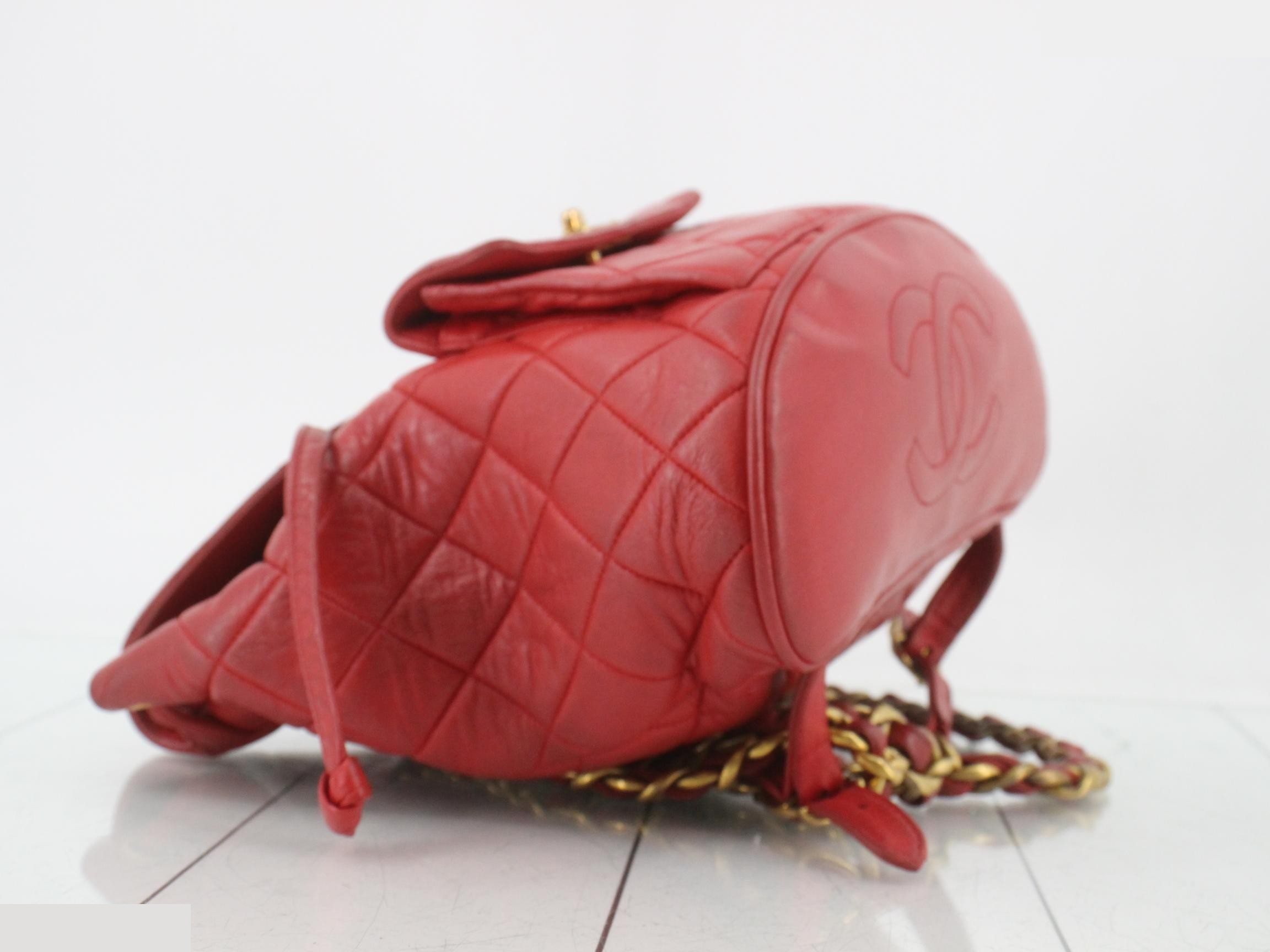 Matelassé Lambskin Turnlock Drawstring Chain Backpack — view 5