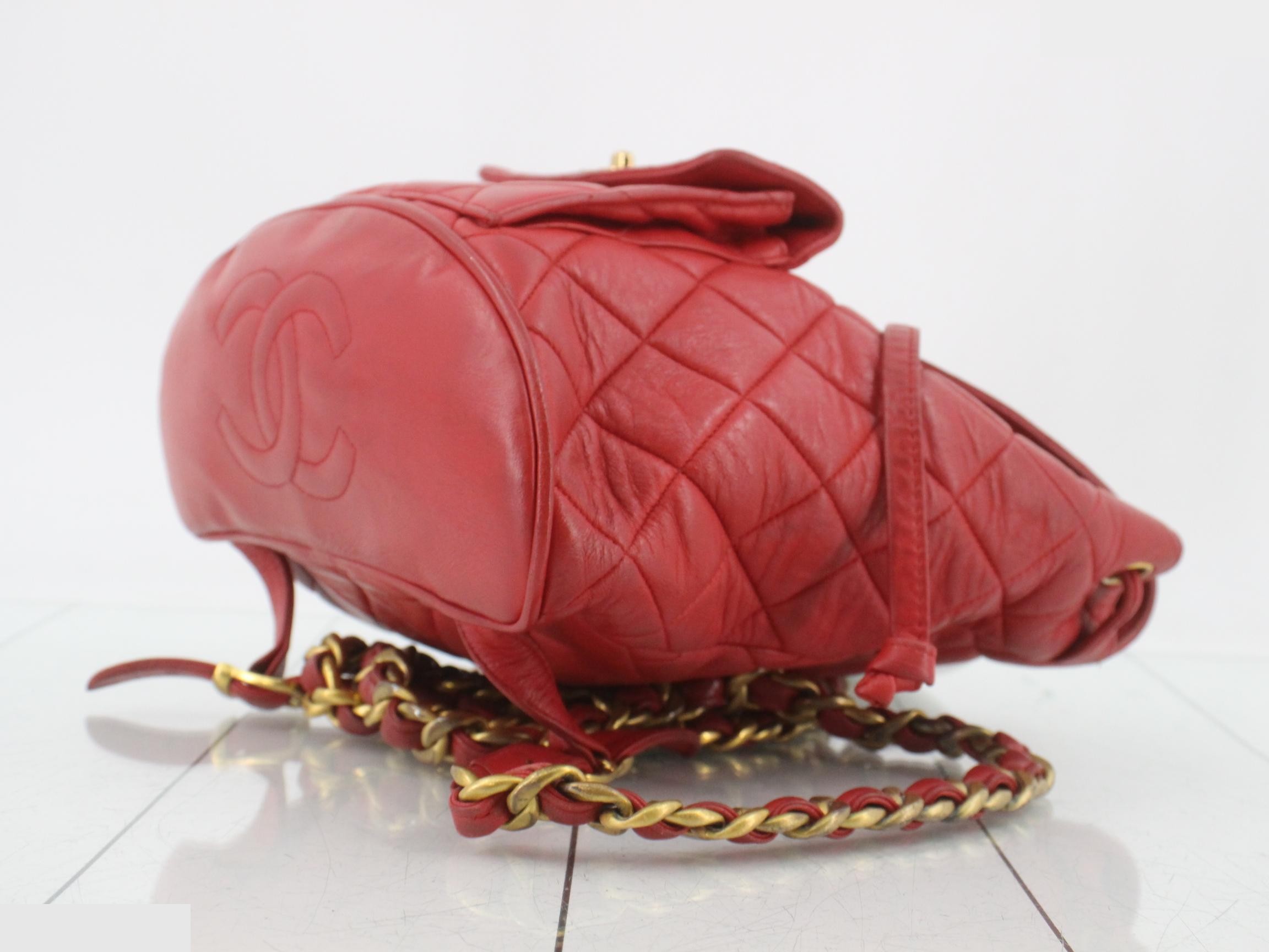 Matelassé Lambskin Turnlock Drawstring Chain Backpack — view 6