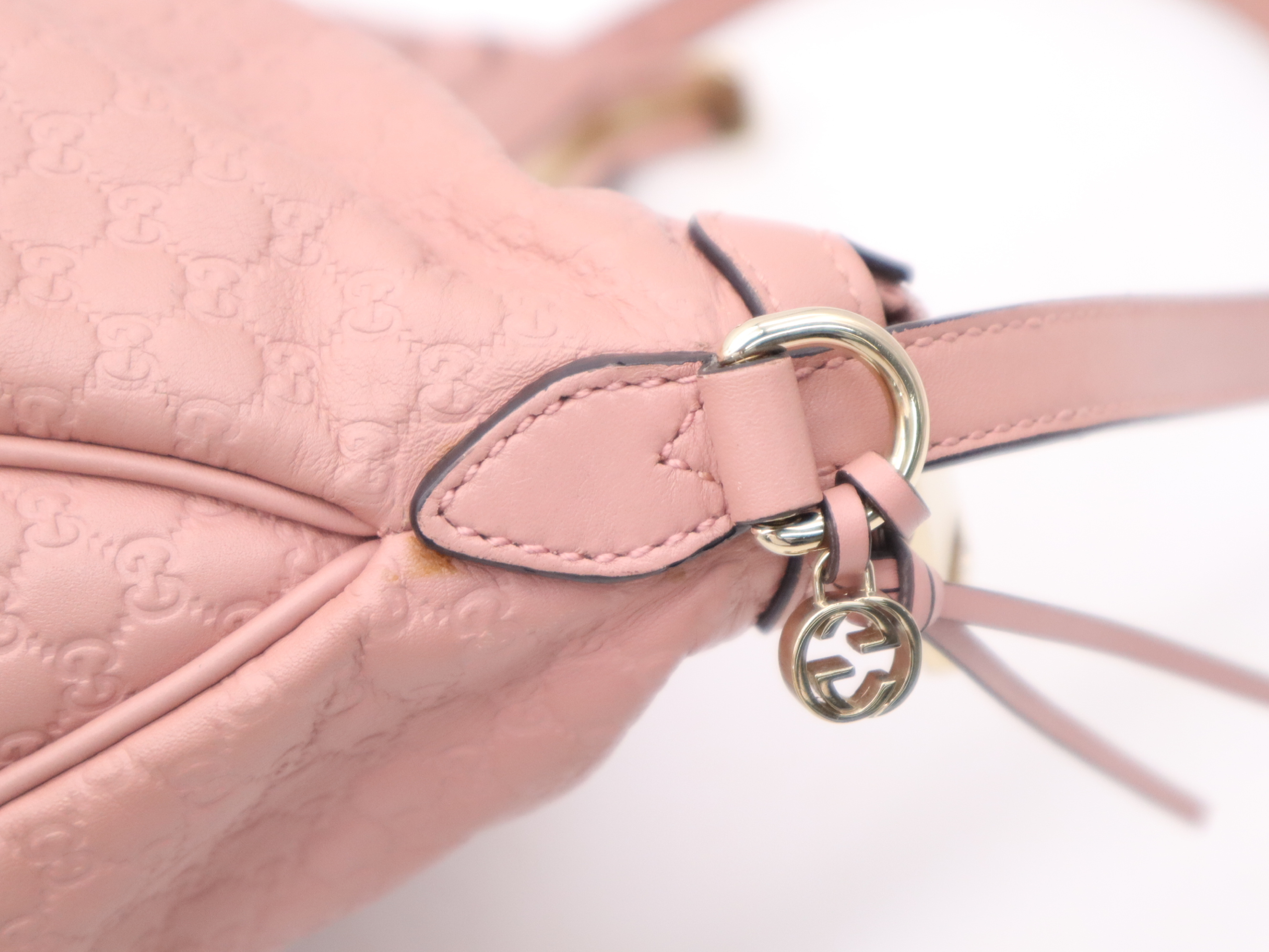 449244 Leather Guccissima One-Shoulder Bag Pink Shoulder Bag — view 7