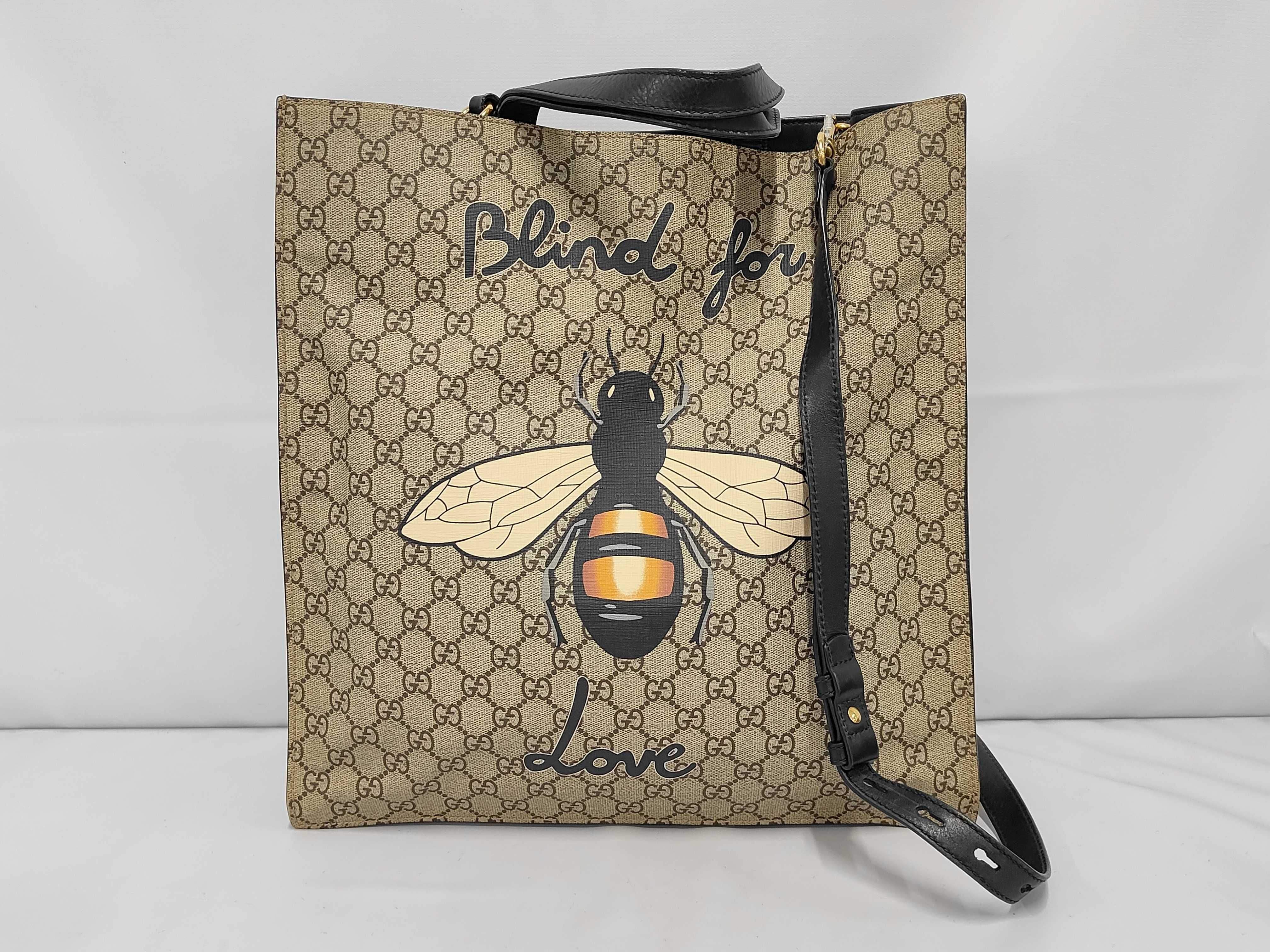 Vertical Tote Bag, Black/Beige, Supreme Coated Canvas, Gold Hardware.