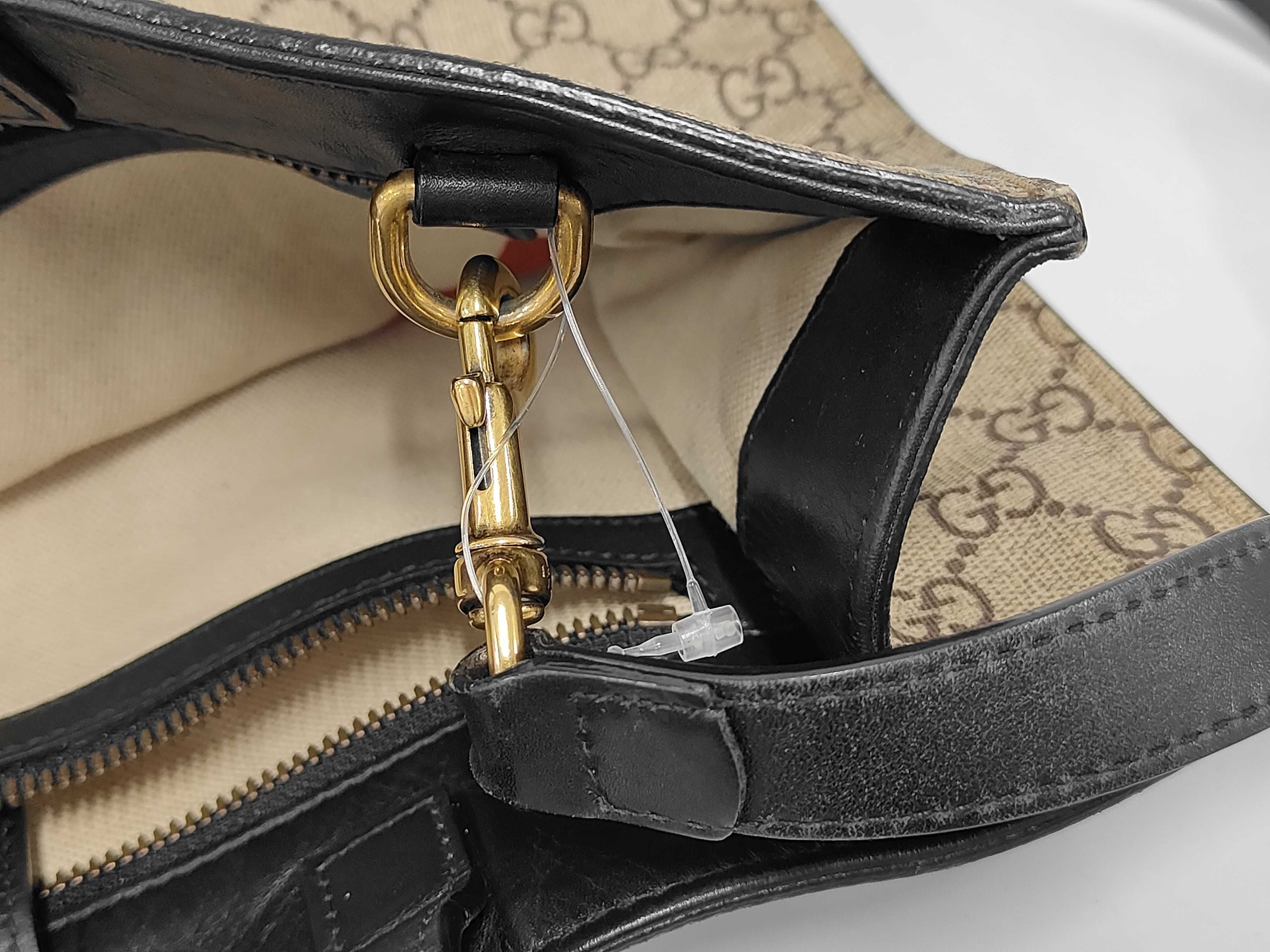 Vertical Tote Bag, Black/Beige, Supreme Coated Canvas, Gold Hardware. — view 14