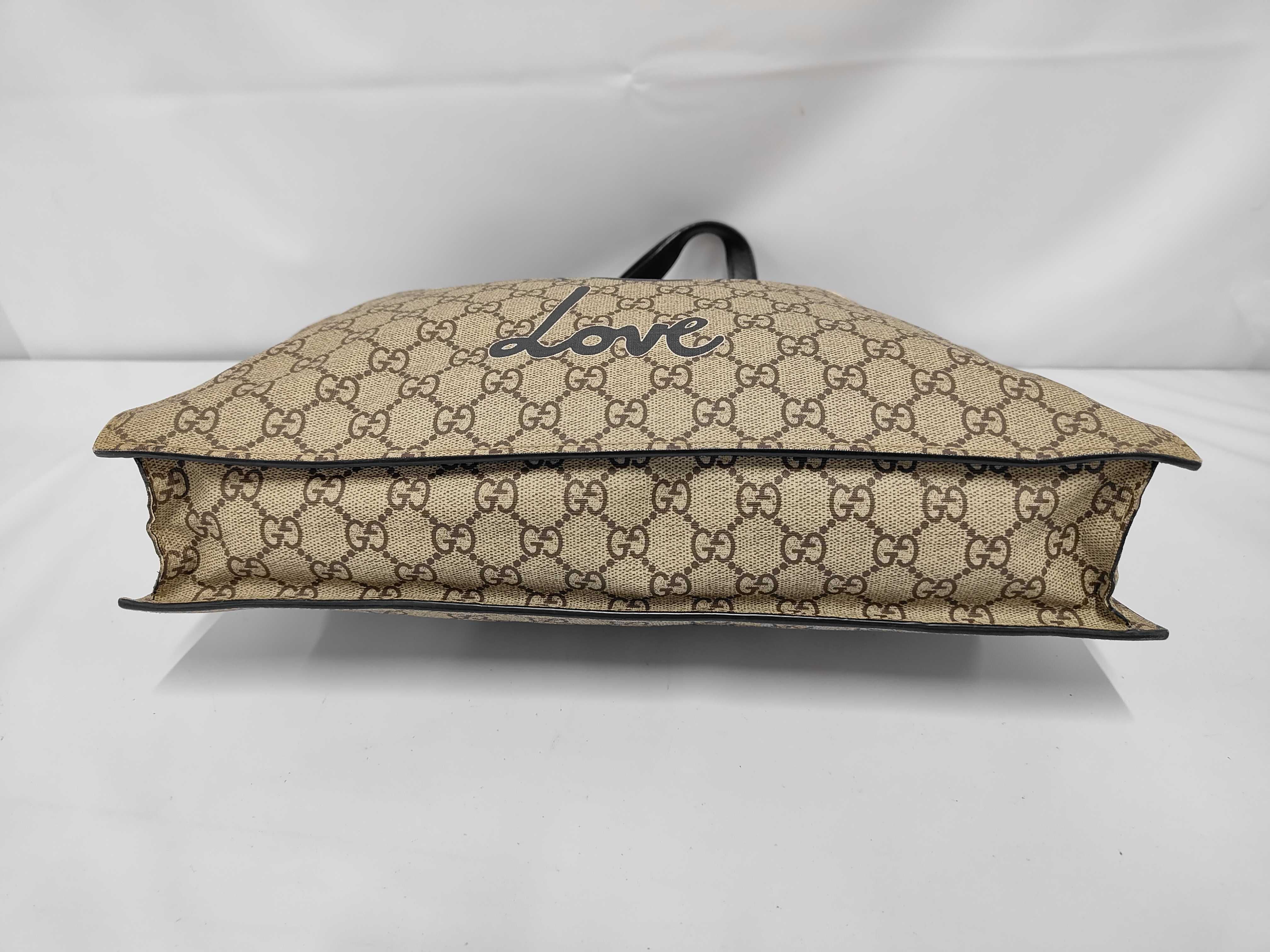 Vertical Tote Bag, Black/Beige, Supreme Coated Canvas, Gold Hardware. — view 3