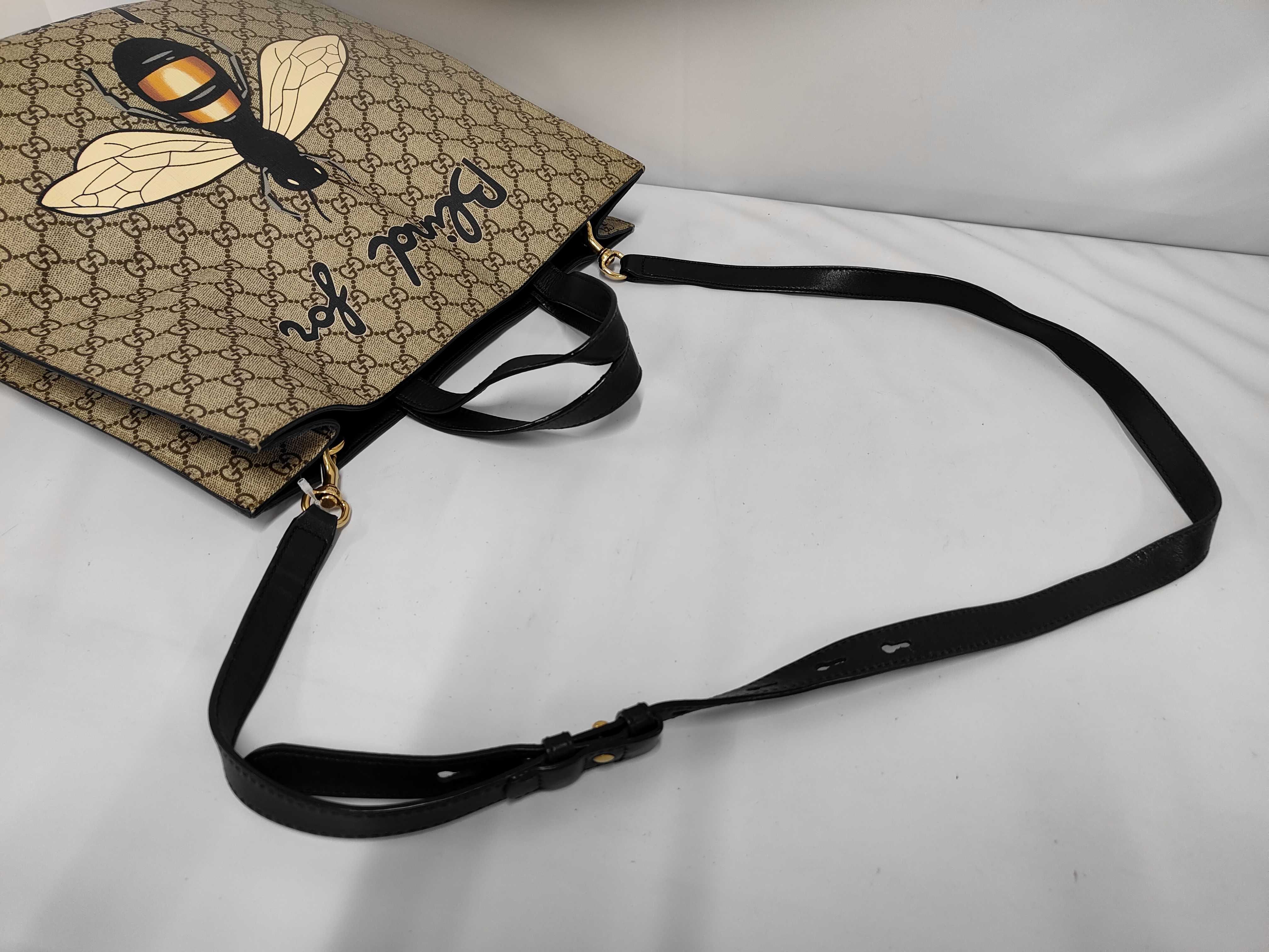 Vertical Tote Bag, Black/Beige, Supreme Coated Canvas, Gold Hardware. — view 5