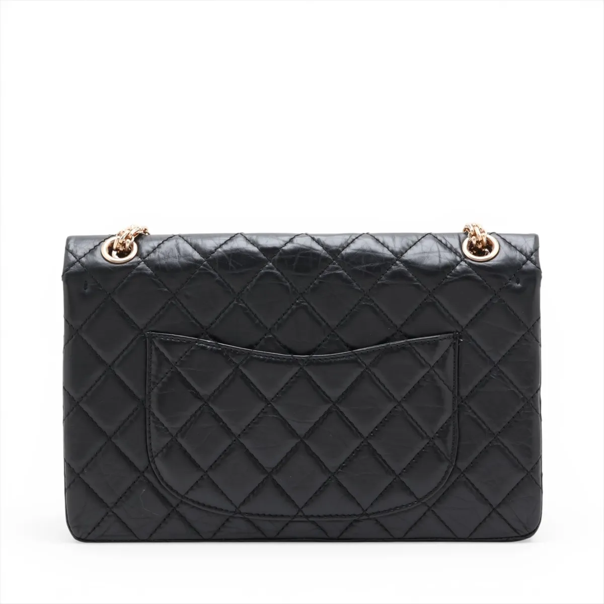 Matelassé 2.55 Large Vintage Calf Double Flap Double Chain Bag, Black with Gold Hardware, 11578756, Serial Number , A37587 — view 2