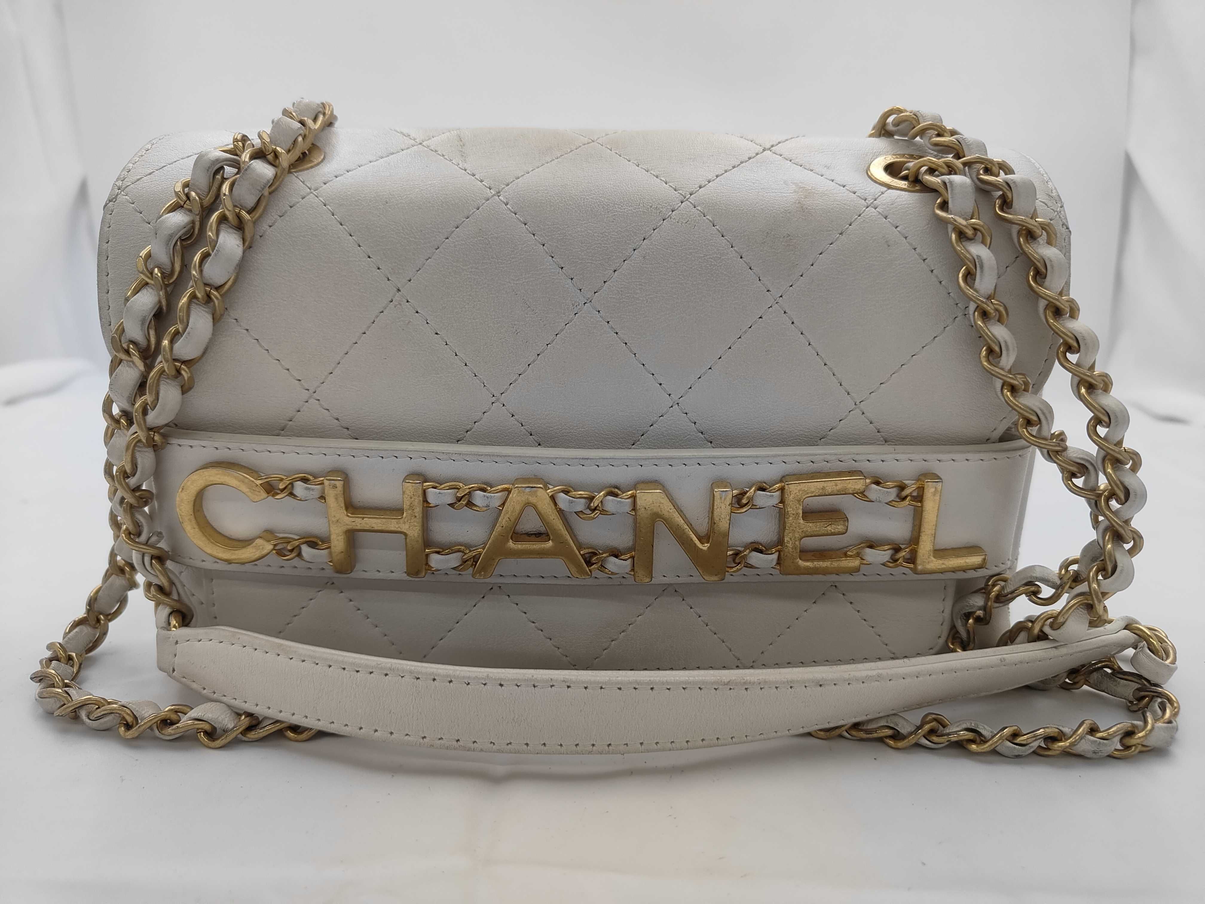 Metal Logo Quilted Shoulder Bag