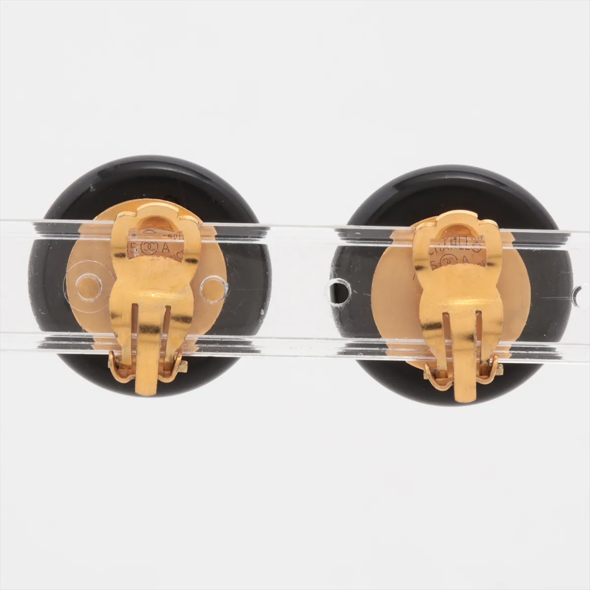 Logo 95A Earrings (Pair) GP x Resin Gold x Black — view 2
