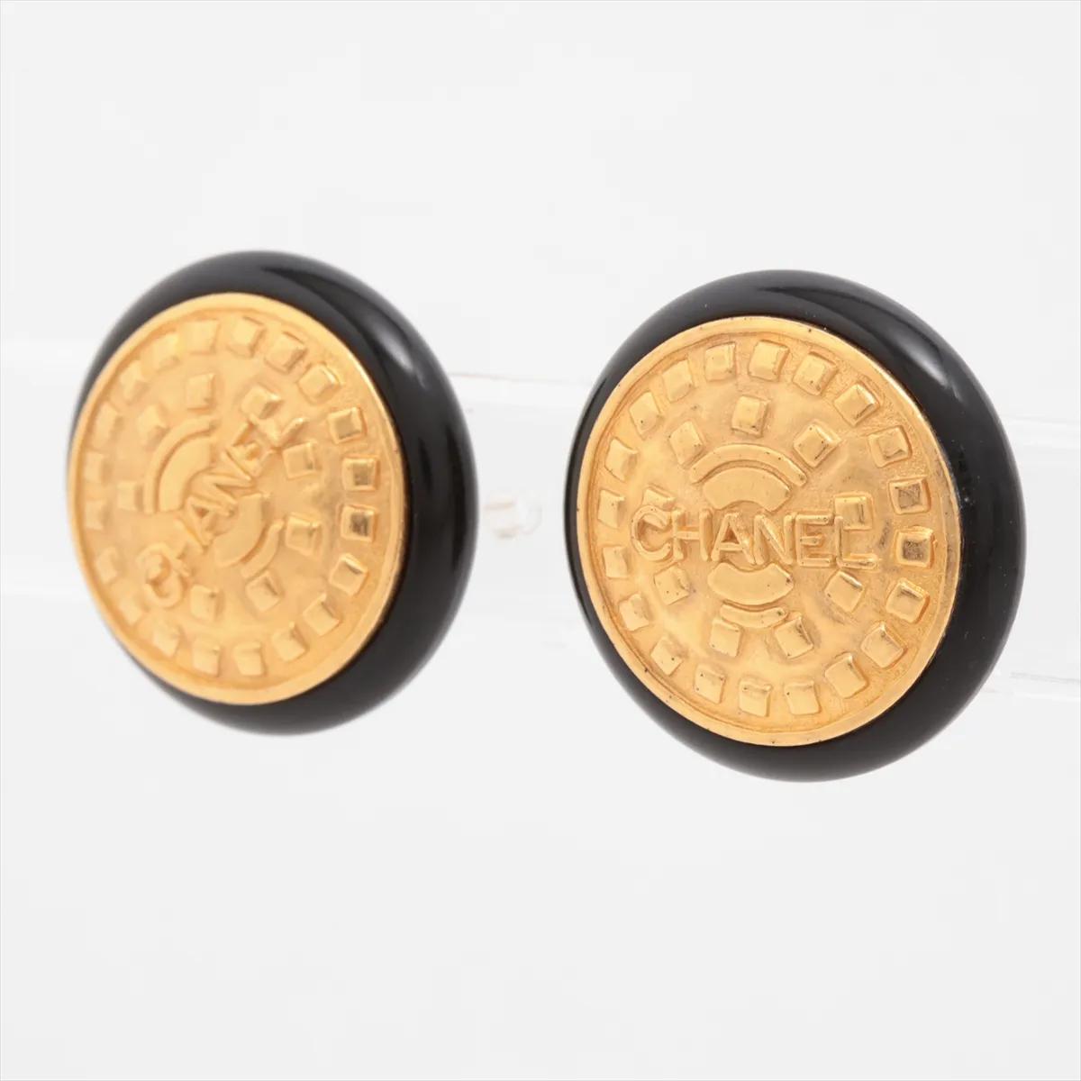 Logo 95A Earrings (Pair) GP x Resin Gold x Black — view 3
