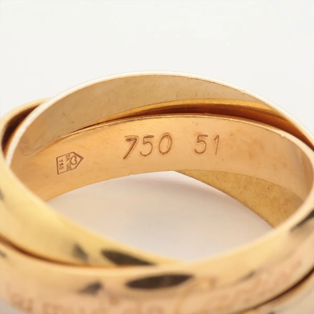 Trinity Ring 750 (YG x PG x WG) 7.8g 51 Solder marks, plating peeling — view 3