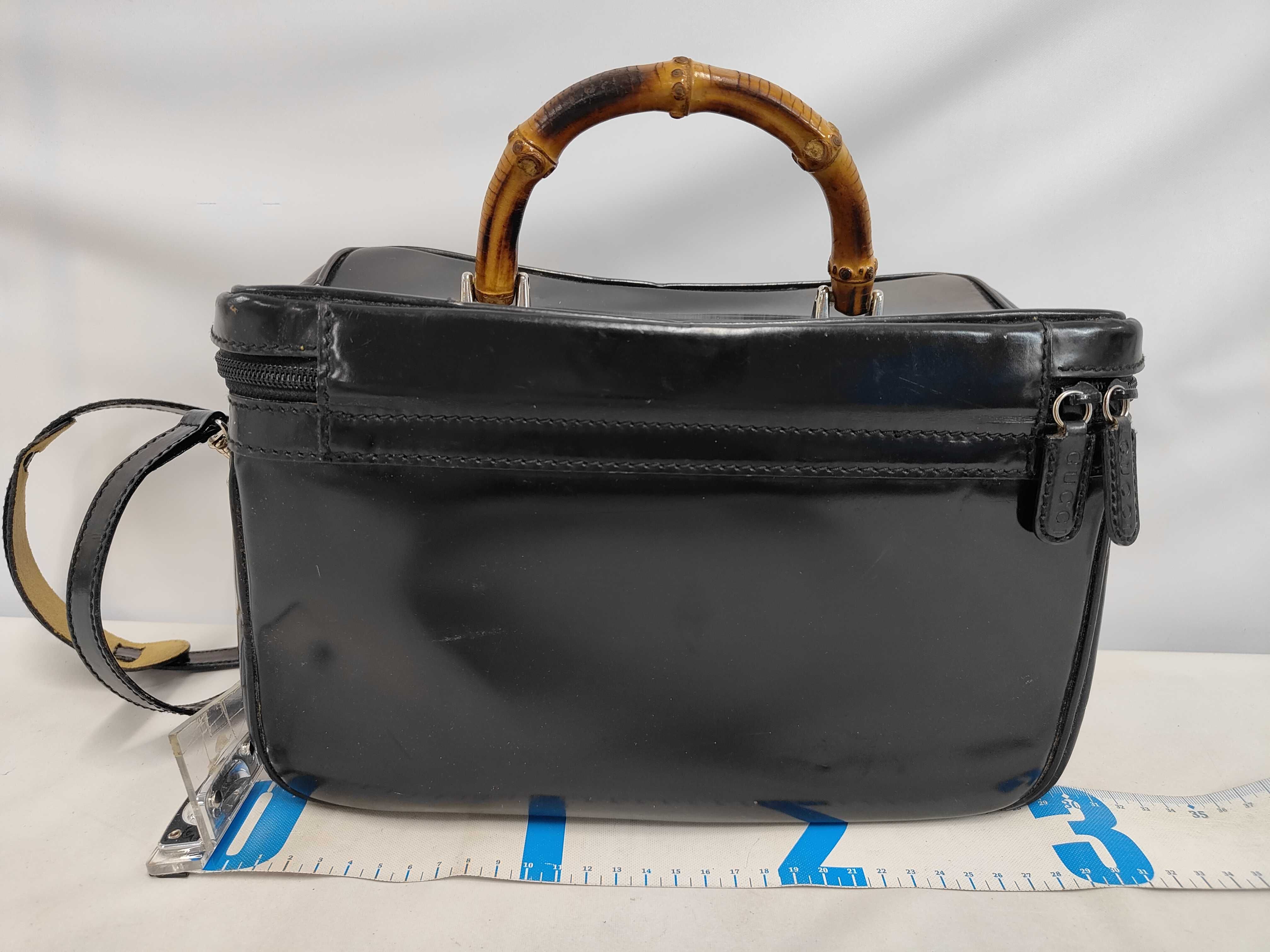 Bamboo Patent 2-way Vanity Bag, Black — view 2