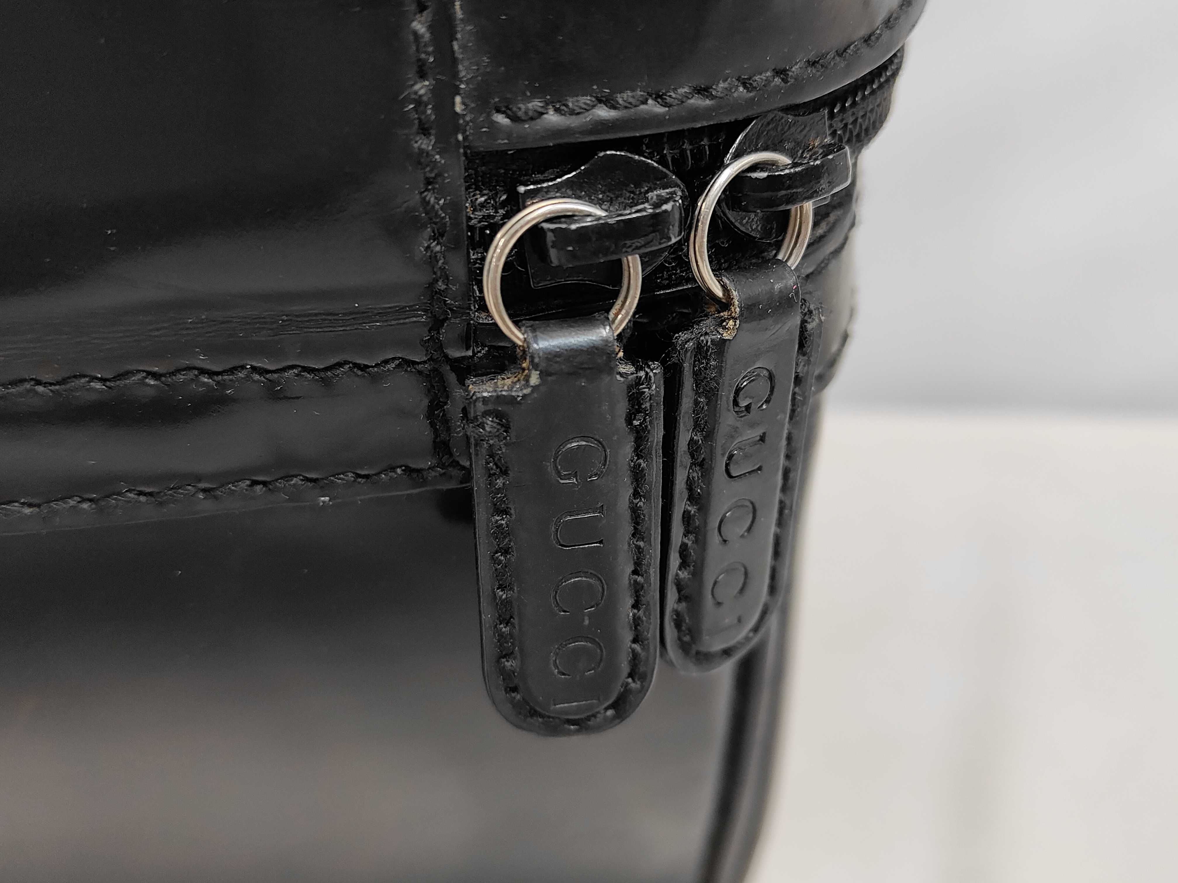 Bamboo Patent 2-way Vanity Bag, Black — view 7