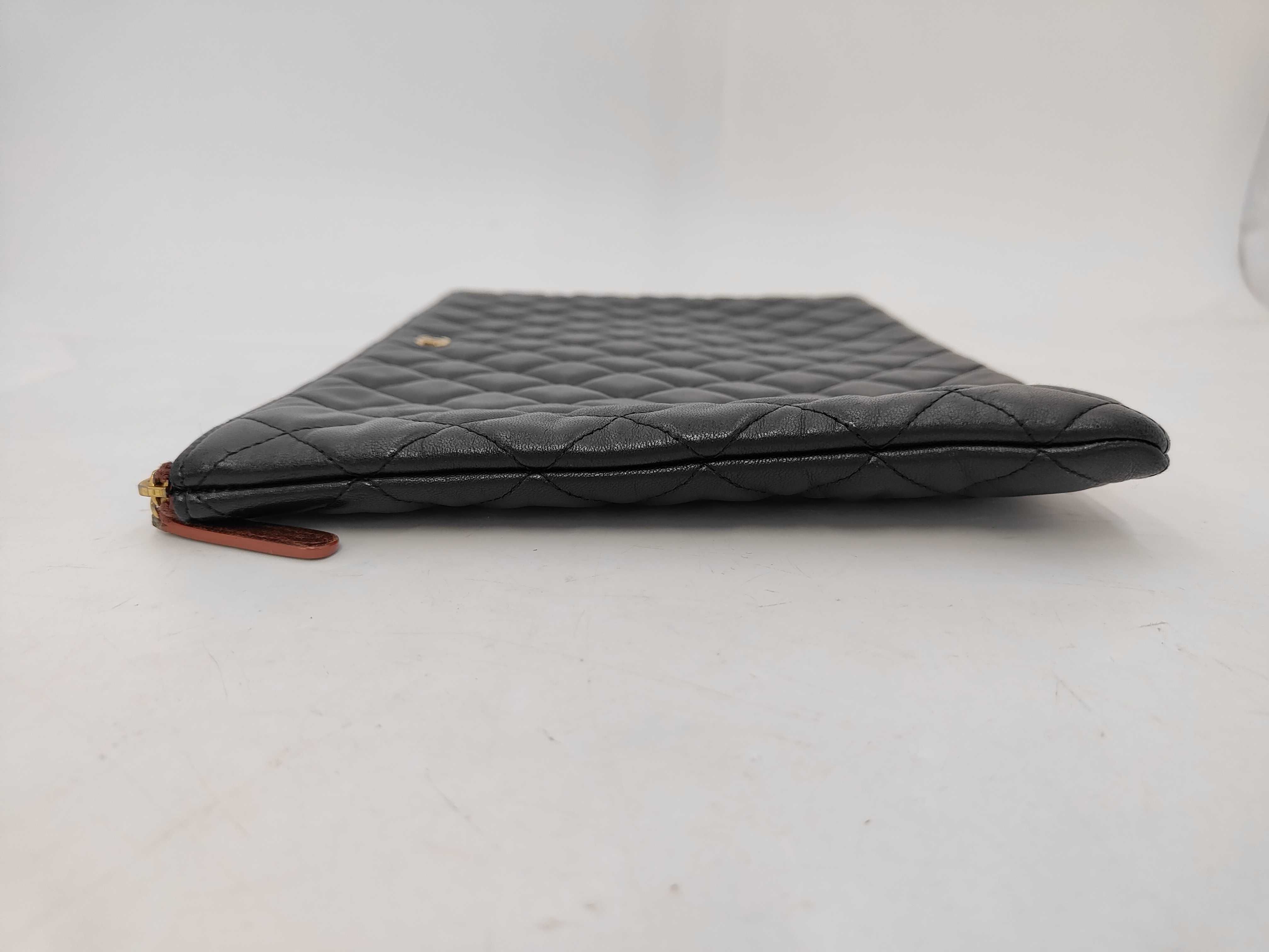 Matelassé Clutch Bag, Lambskin, Coco Mark, Black x Gold, Seal No. 21 — view 3