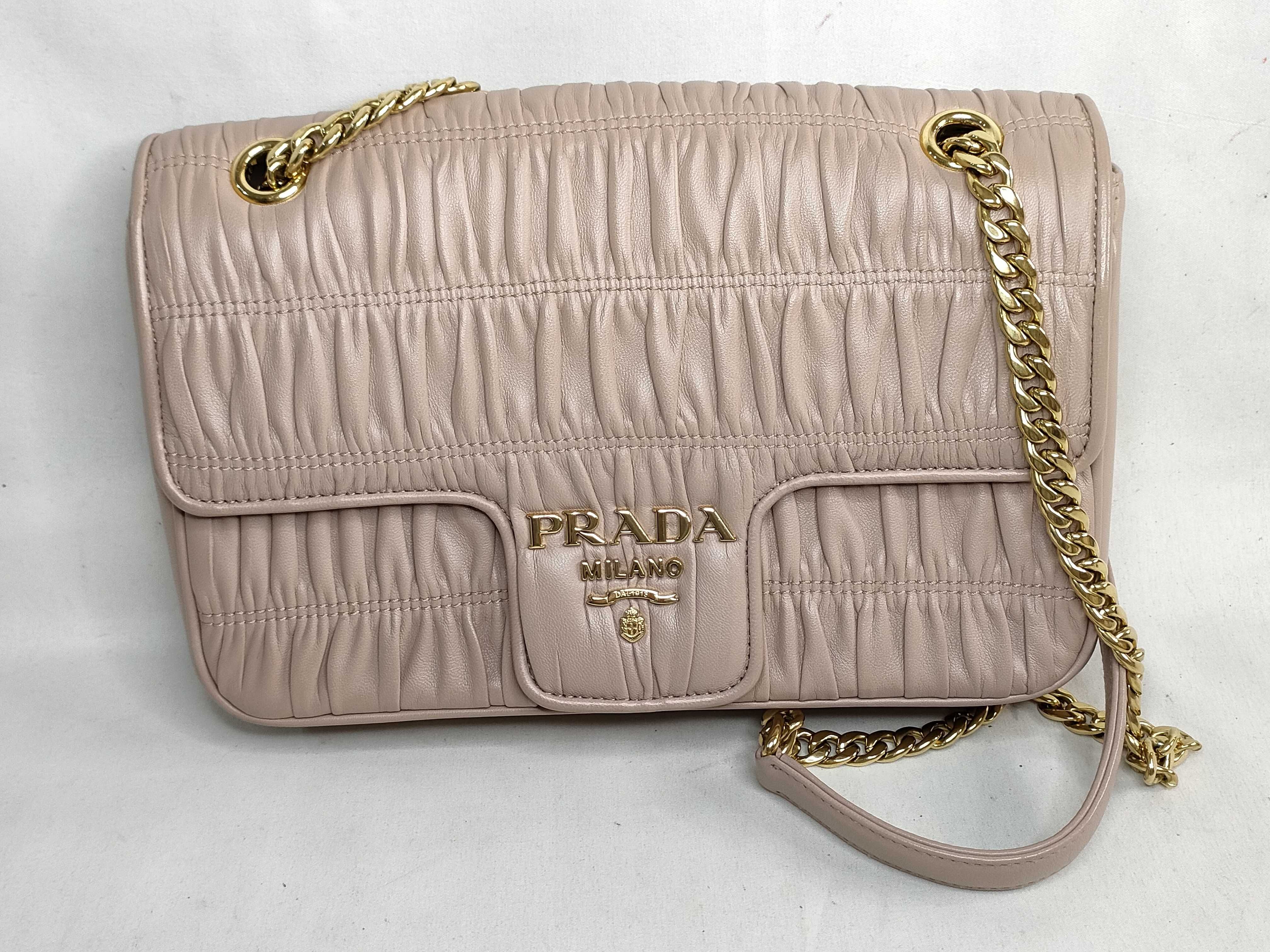 PH- Gaufre Beige Chain Leather Shoulder Bag 24cm Shoulder Bag