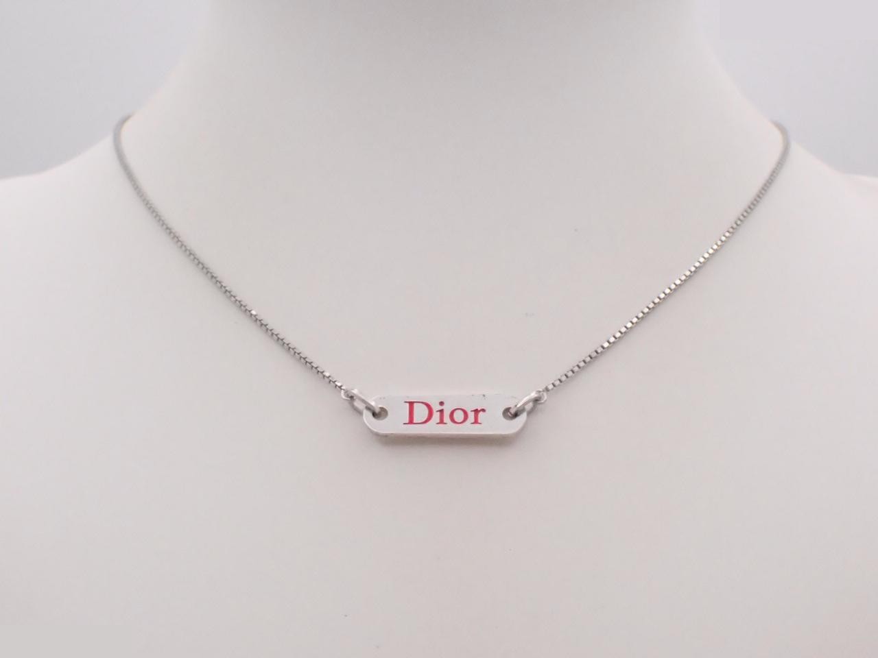 Oval plate logo silver necklace, chain approximately 43cm — view 3