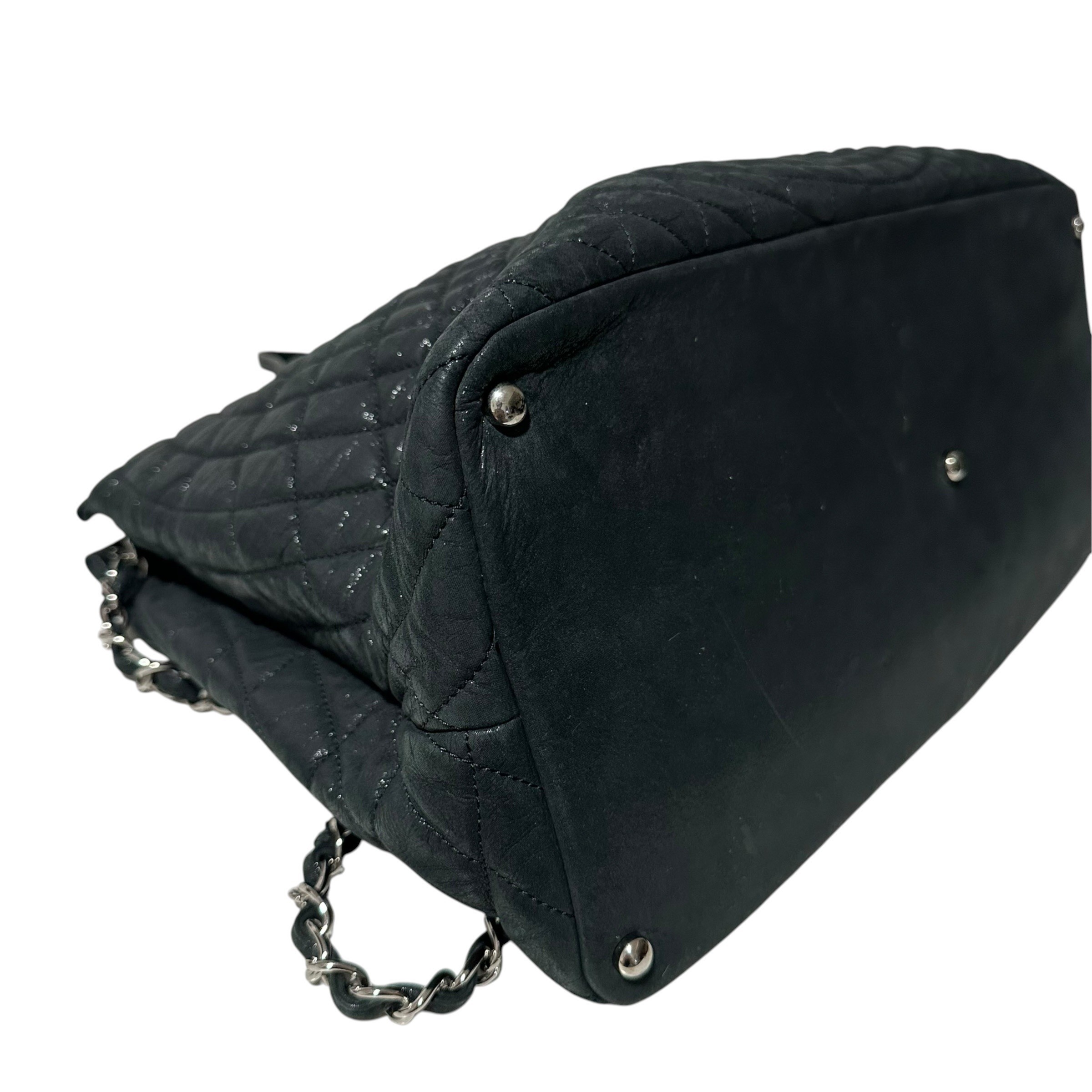 Quilted Large Sea Hit Tote Bag with Coco Mark - Black/Silver — view 6