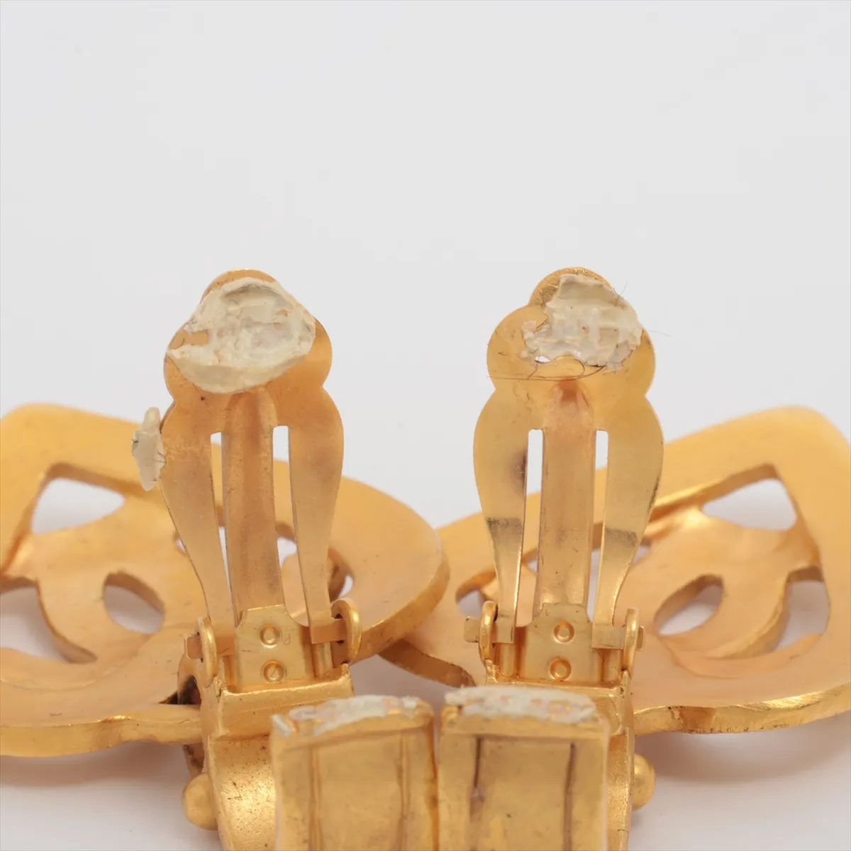 Coco Mark Heart 95P Earrings (Pair) GP Gold. Shows signs of wear, — view 4