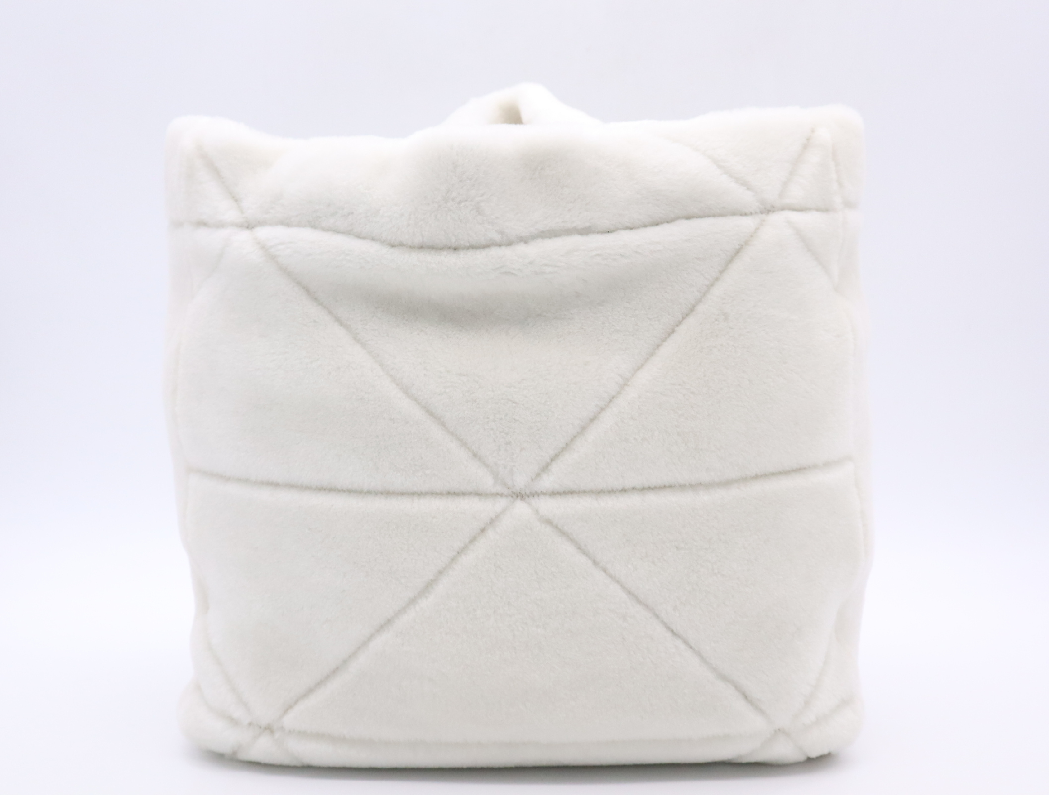 1BG427V Shearling Quilted Tote Bag with Pouch (White) — view 2