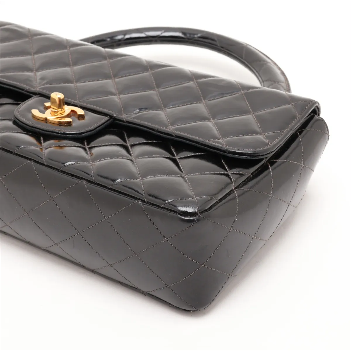 Matelassé Patent Leather Handbag, Black with Gold Hardware, Item No. 4804687 (Serial No. 4) — view 3