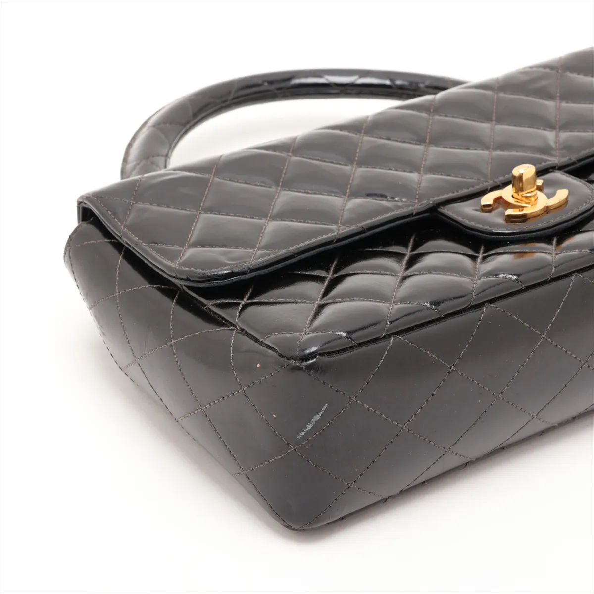 Matelassé Patent Leather Handbag, Black with Gold Hardware, Item No. 4804687 (Serial No. 4) — view 4