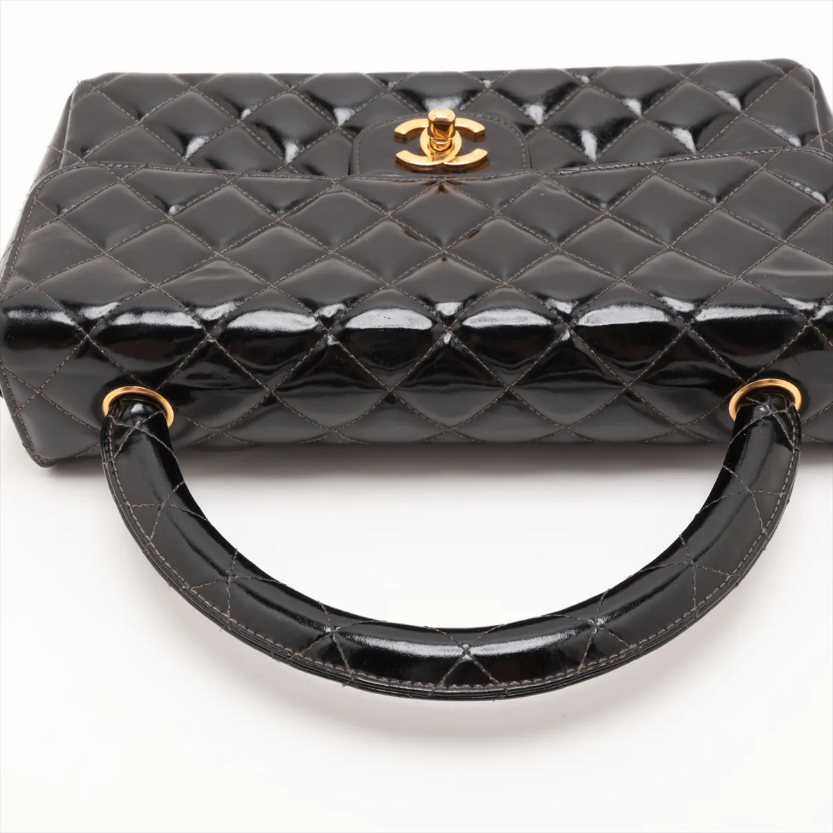 Matelassé Patent Leather Handbag, Black with Gold Hardware, Item No. 4804687 (Serial No. 4) — view 5
