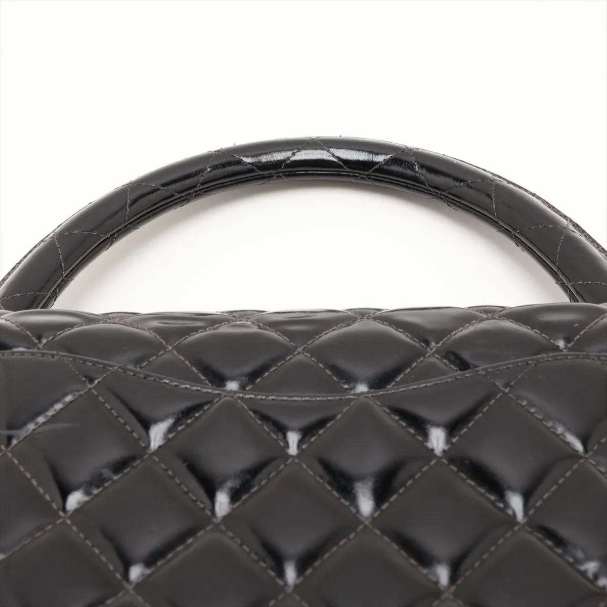 Matelassé Patent Leather Handbag, Black with Gold Hardware, Item No. 4804687 (Serial No. 4) — view 6