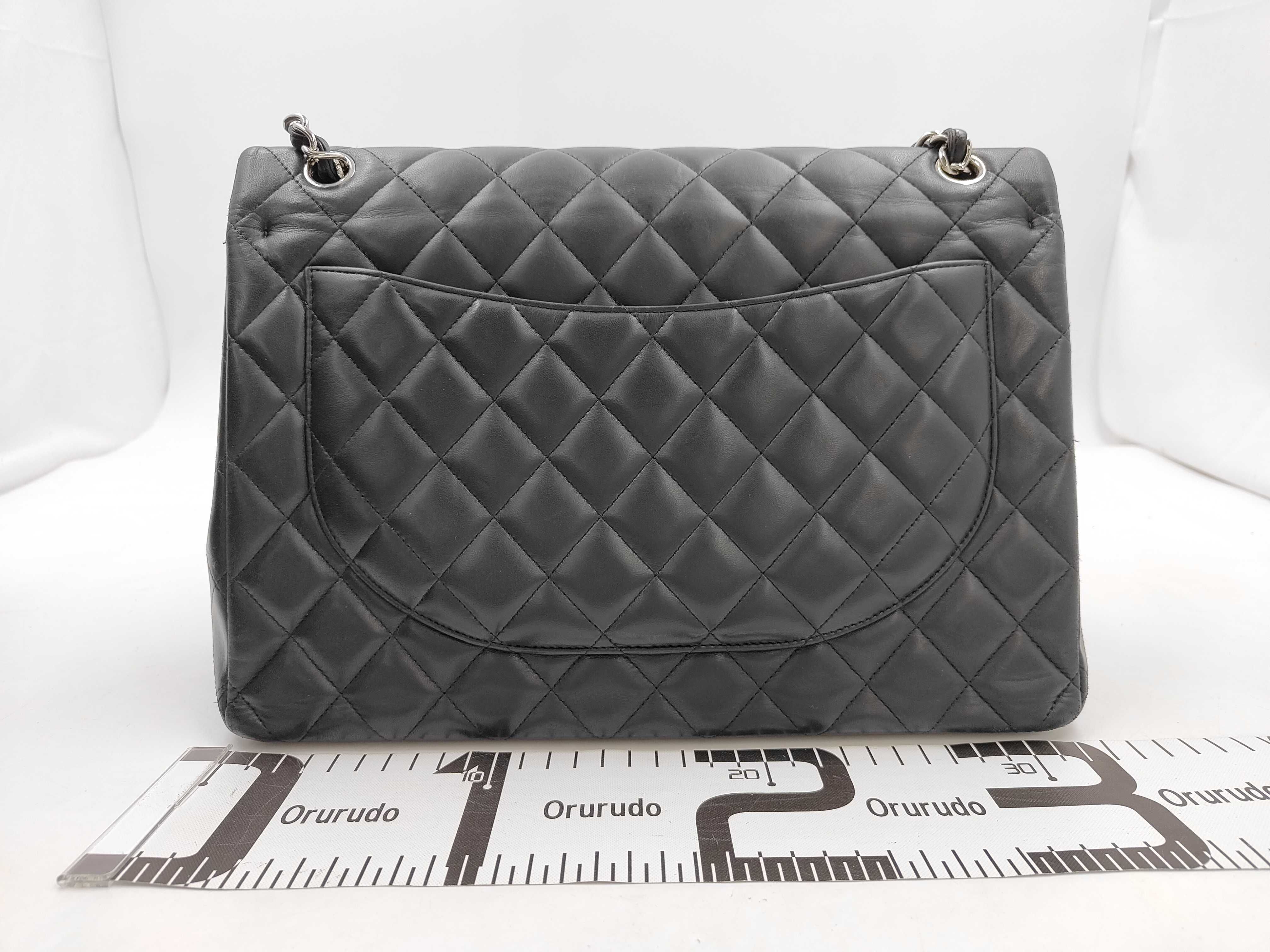 Matelassé 35 Lambskin Double Flap Double Chain Shoulder Bag, Black with Silver Hardware, Serial Number 18 Series. — view 2