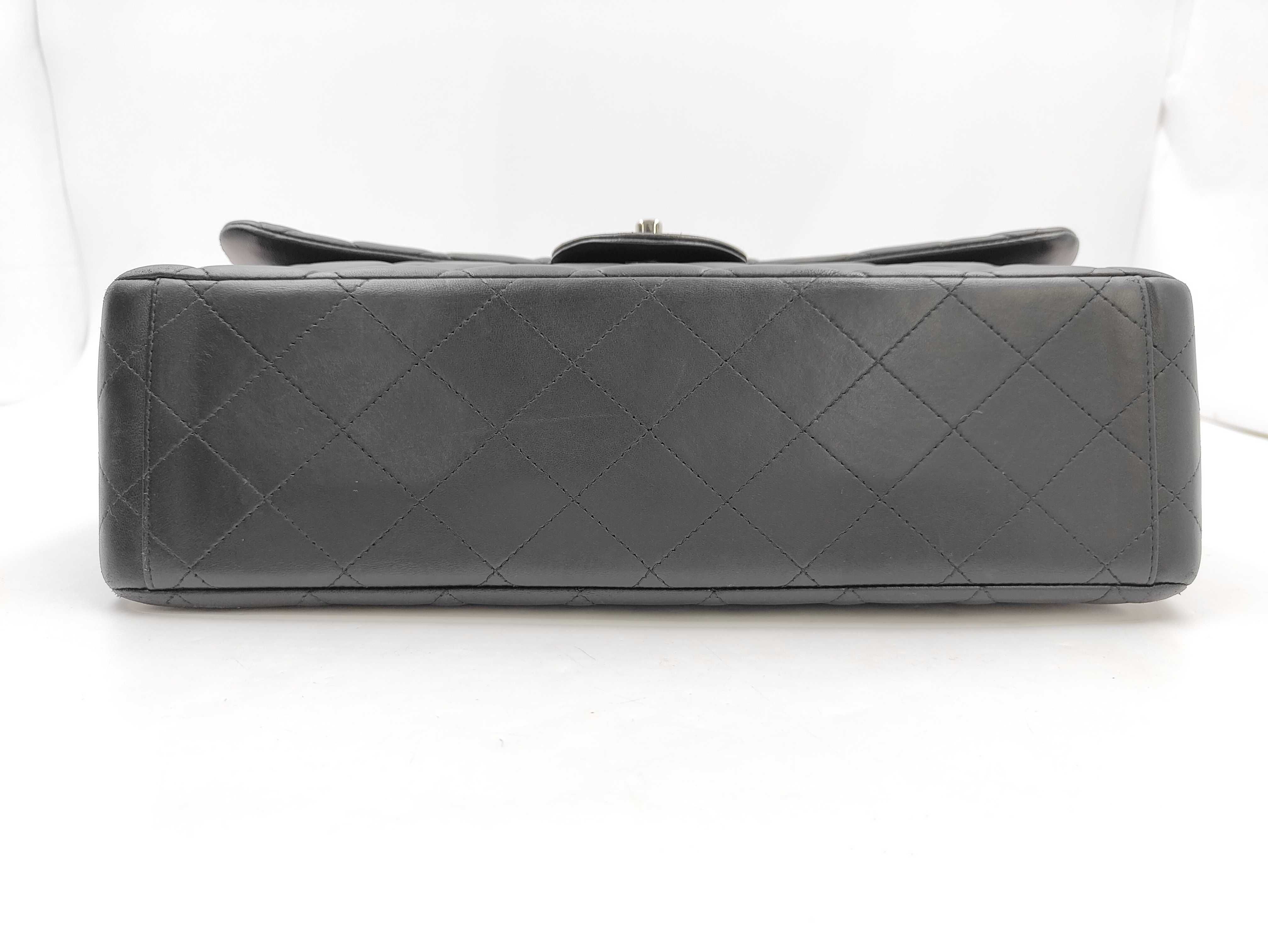 Matelassé 35 Lambskin Double Flap Double Chain Shoulder Bag, Black with Silver Hardware, Serial Number 18 Series. — view 6