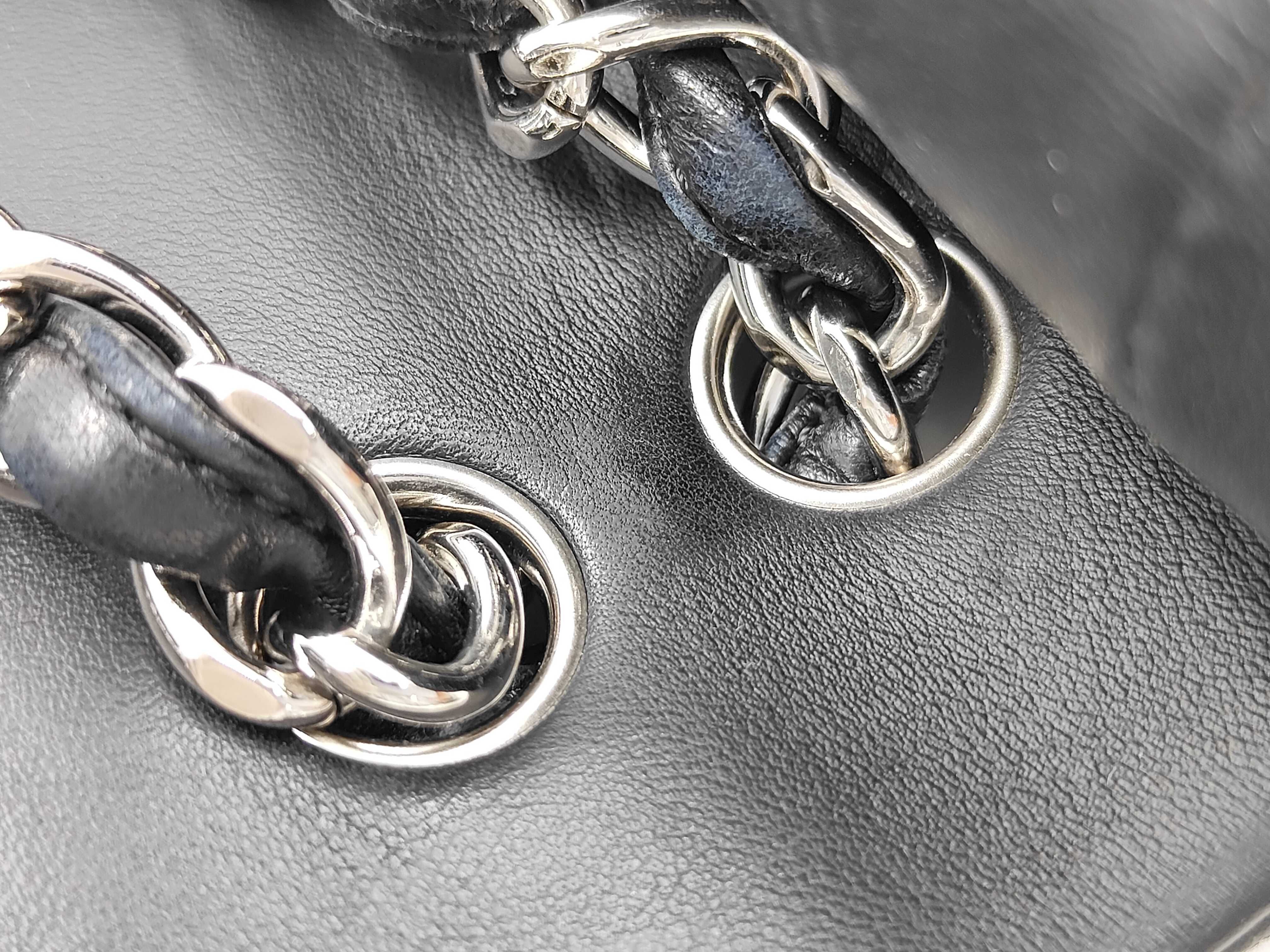 Matelassé 35 Lambskin Double Flap Double Chain Shoulder Bag, Black with Silver Hardware, Serial Number 18 Series. — view 7