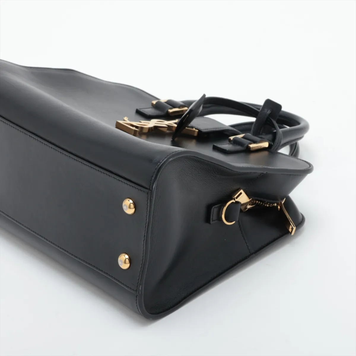 Baby Cabas 568853 Leather 2-Way Handbag, Black, Clochette Strap Torn — view 3