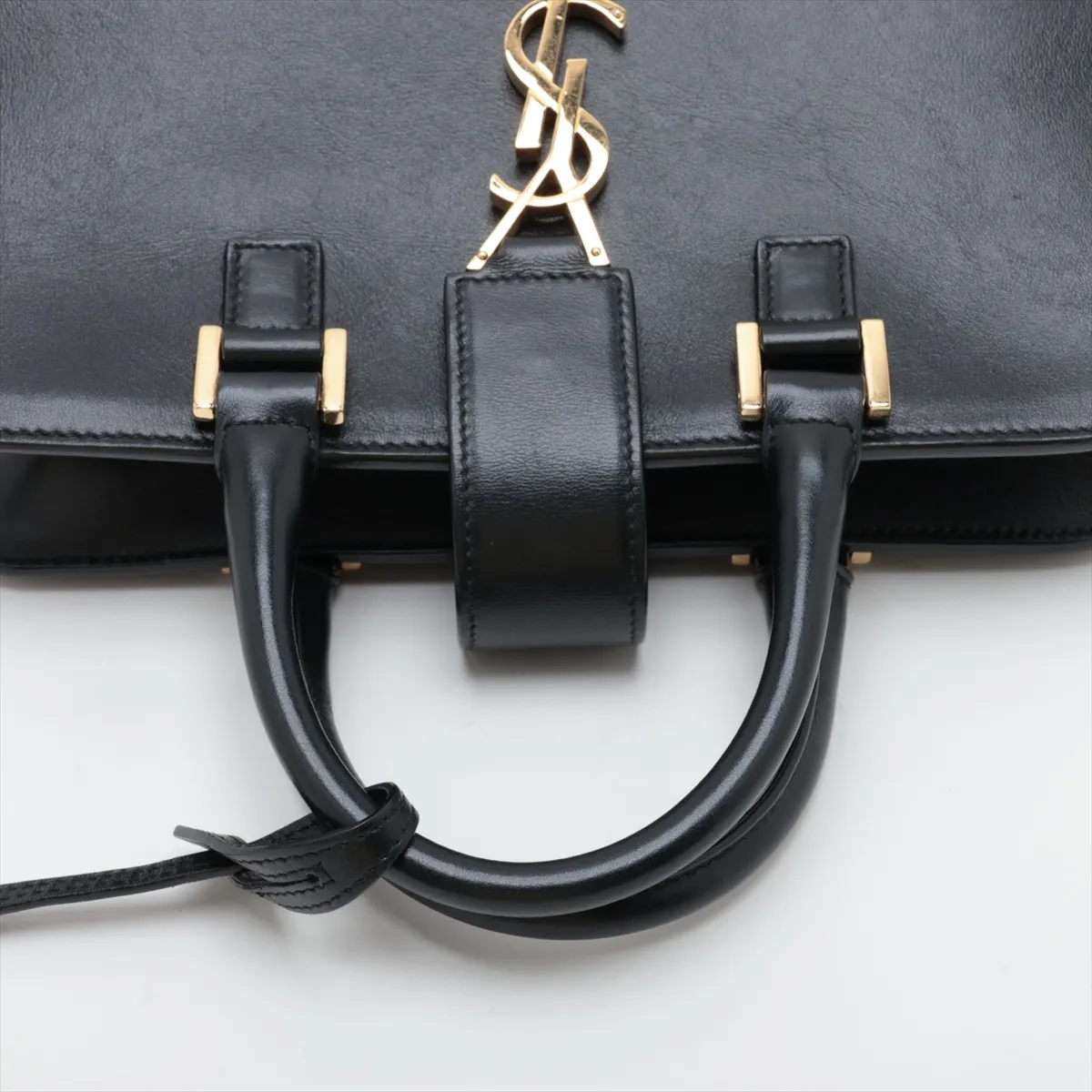 Baby Cabas 568853 Leather 2-Way Handbag, Black, Clochette Strap Torn — view 5