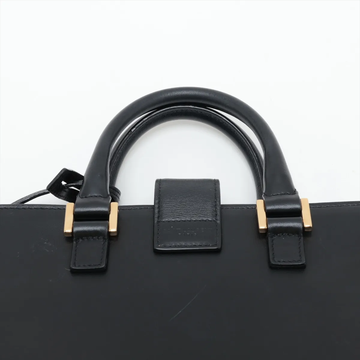 Baby Cabas 568853 Leather 2-Way Handbag, Black, Clochette Strap Torn — view 6