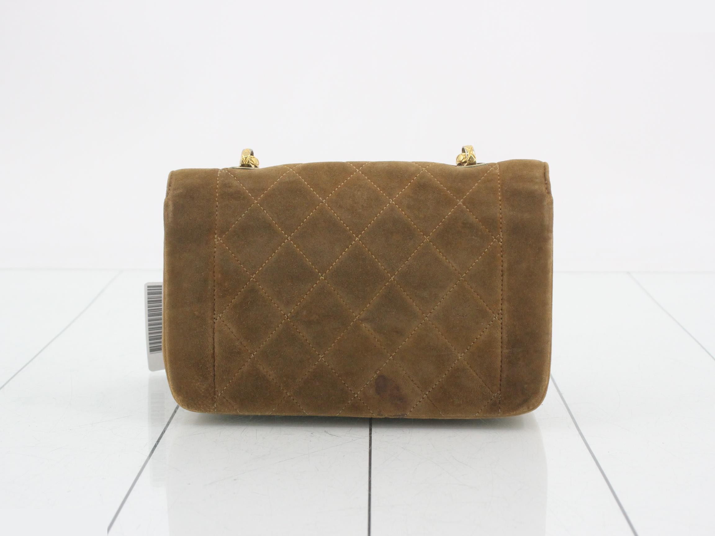 Suede Matelassé Shoulder Bag with Coco Mark — view 2