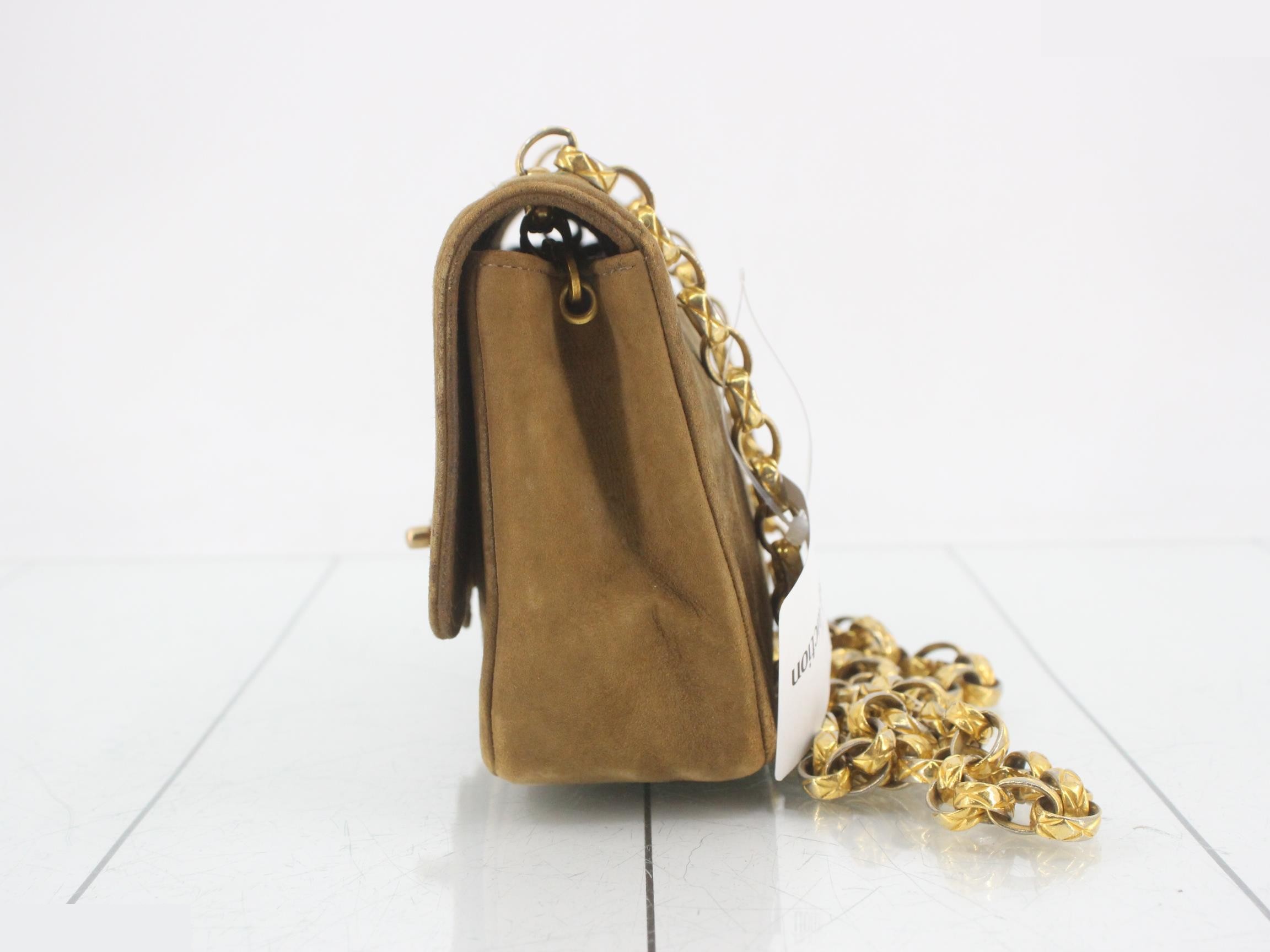 Suede Matelassé Shoulder Bag with Coco Mark — view 3