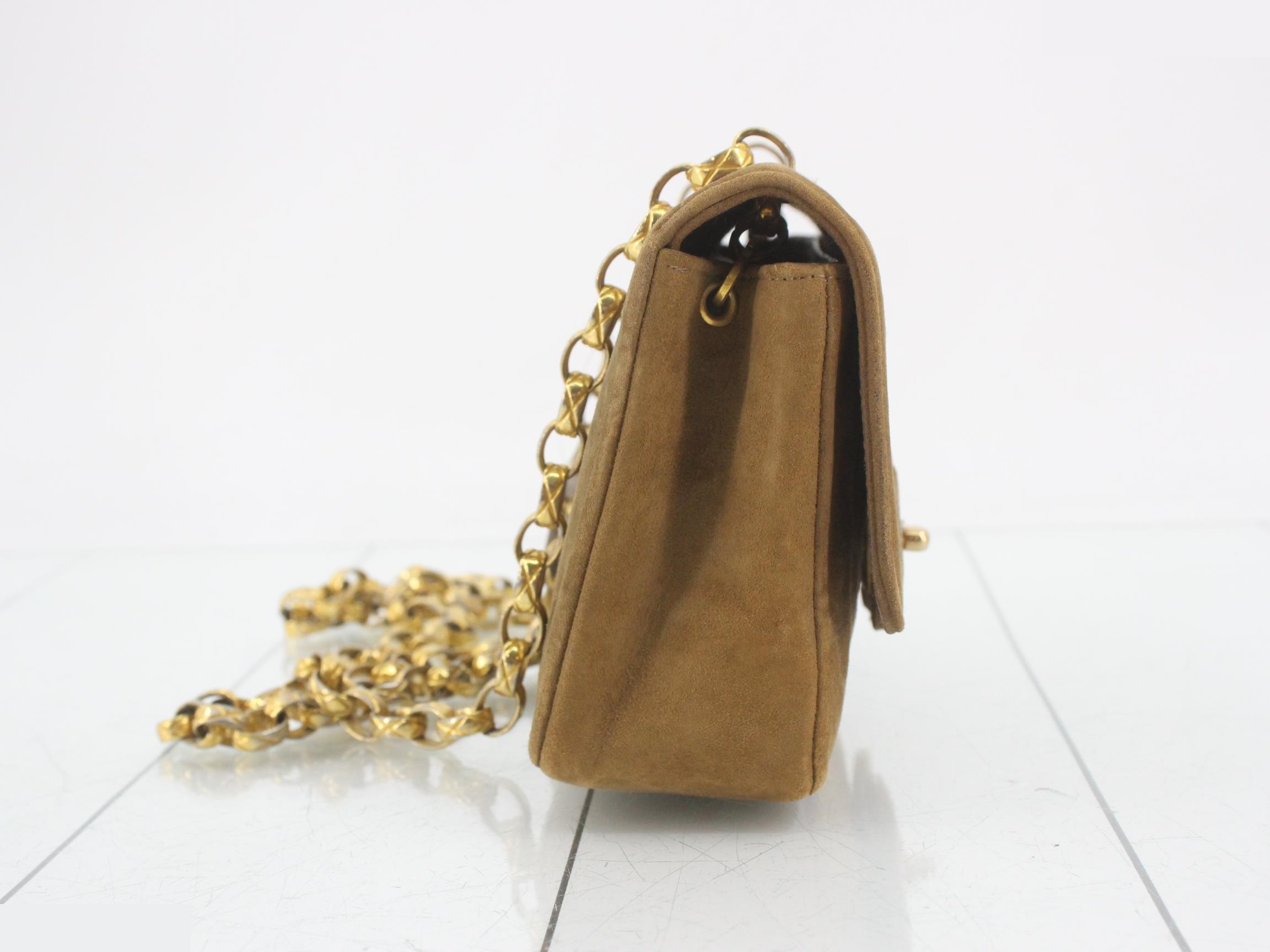 Suede Matelassé Shoulder Bag with Coco Mark — view 4