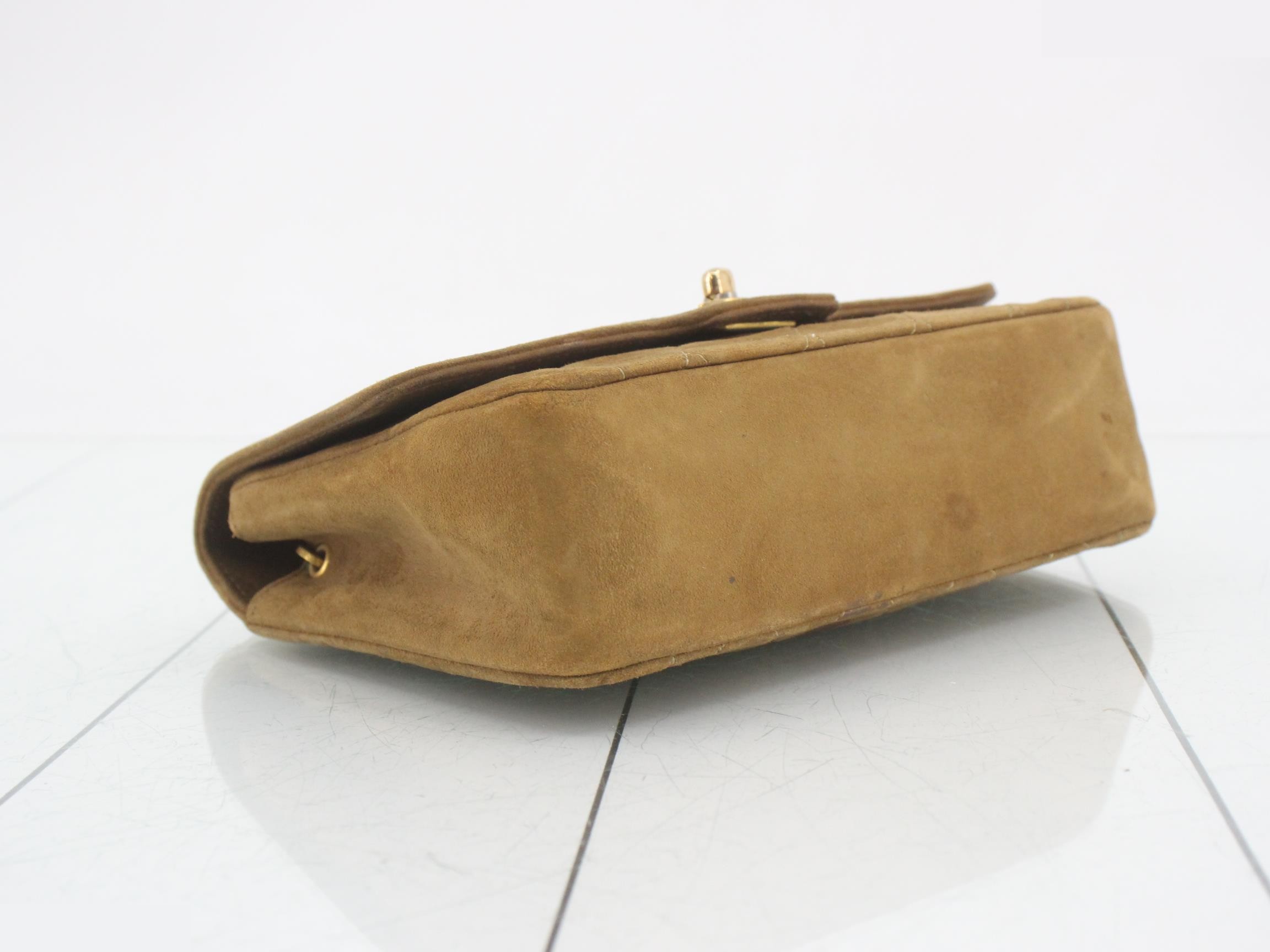 Suede Matelassé Shoulder Bag with Coco Mark — view 5