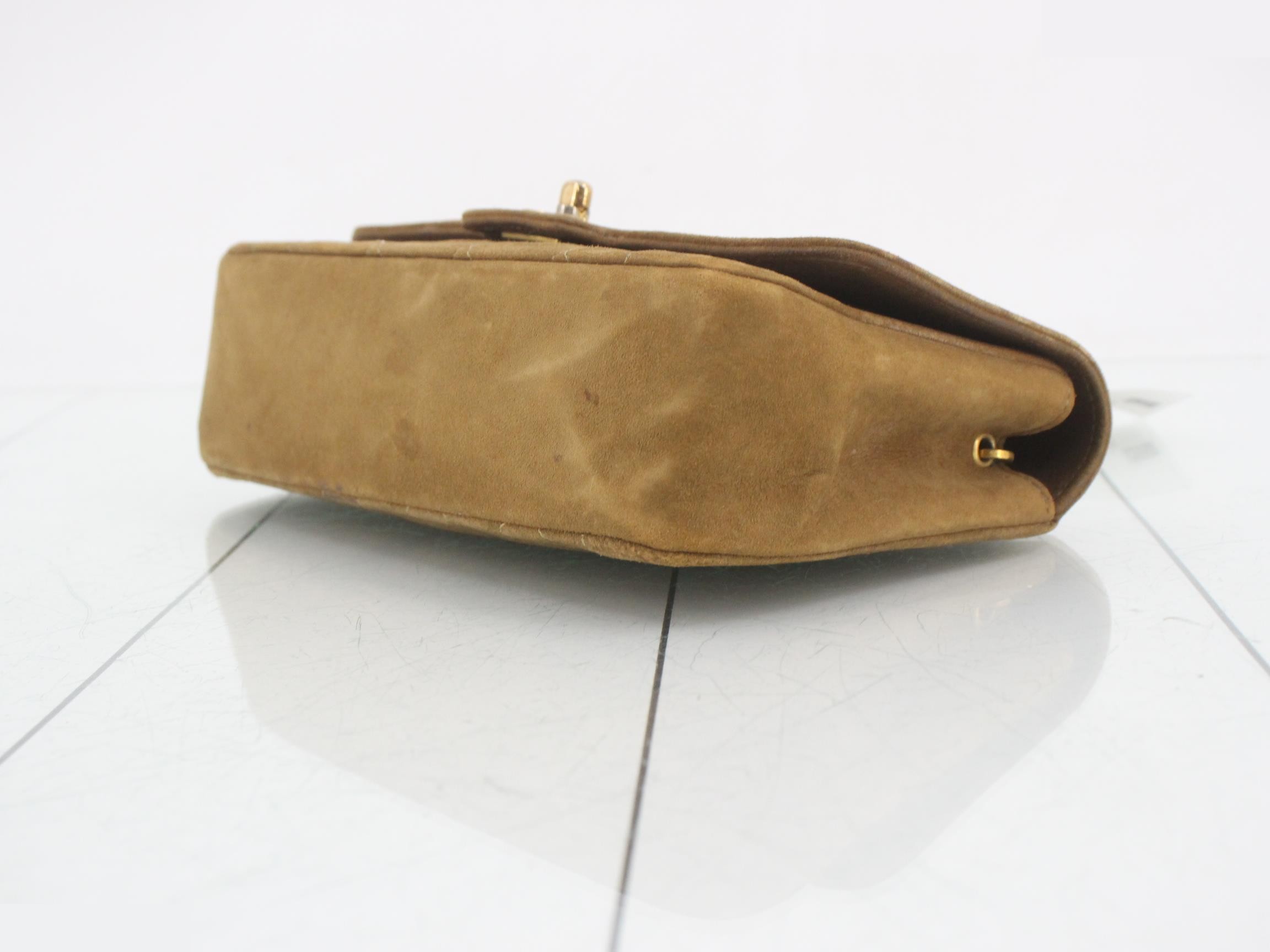 Suede Matelassé Shoulder Bag with Coco Mark — view 6
