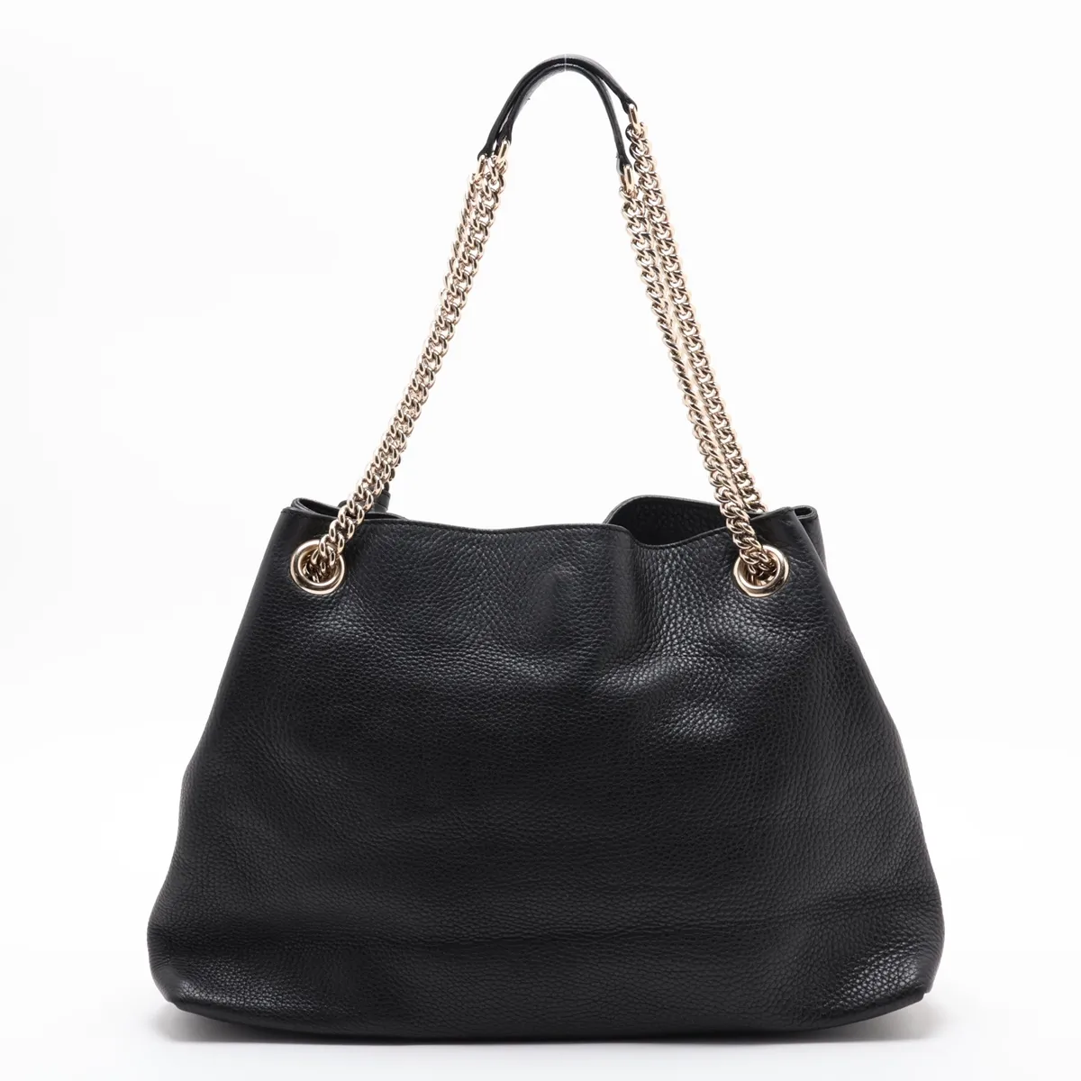 Soho Leather Chain Tote Bag, Black, 308982 — view 2