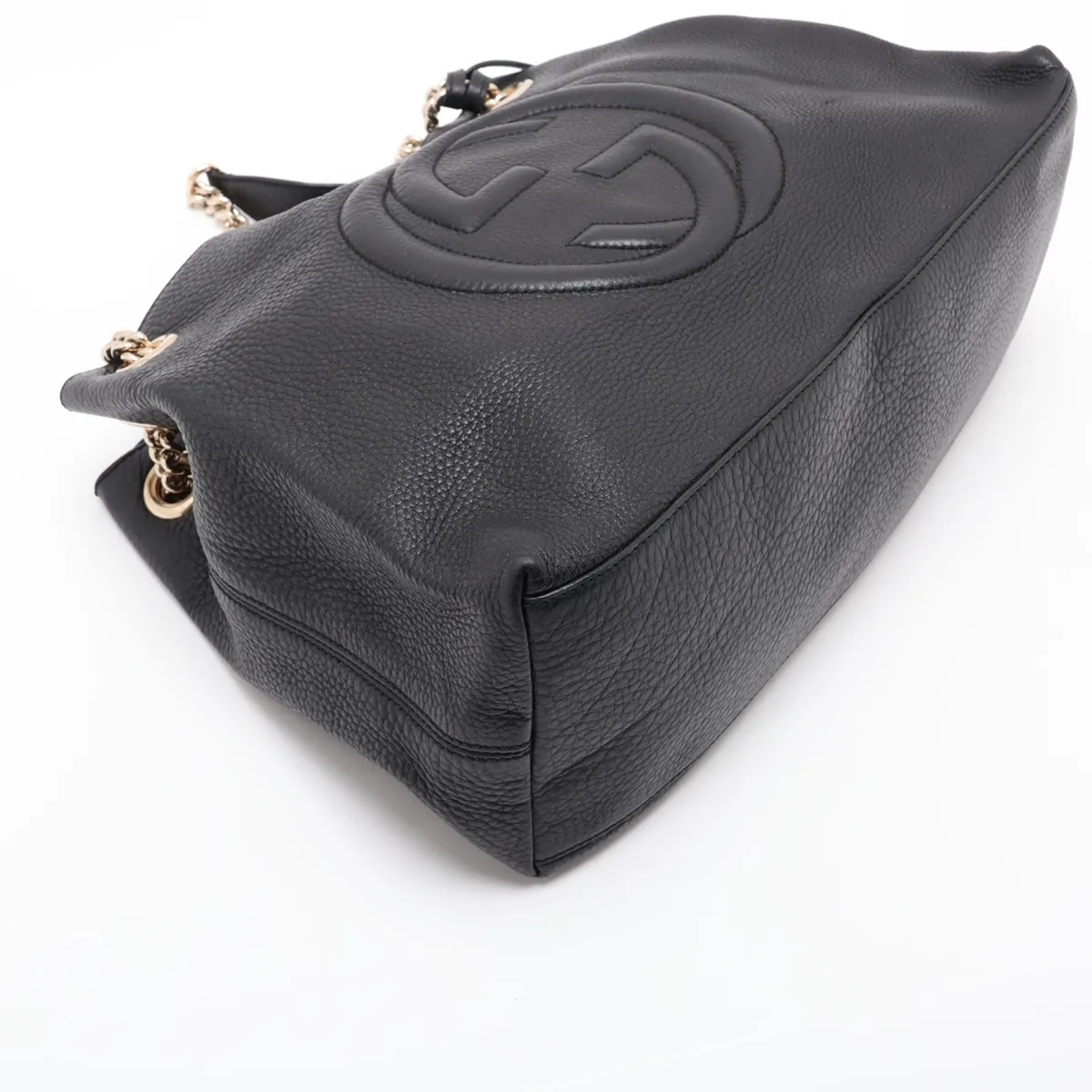 Soho Leather Chain Tote Bag, Black, 308982 — view 4