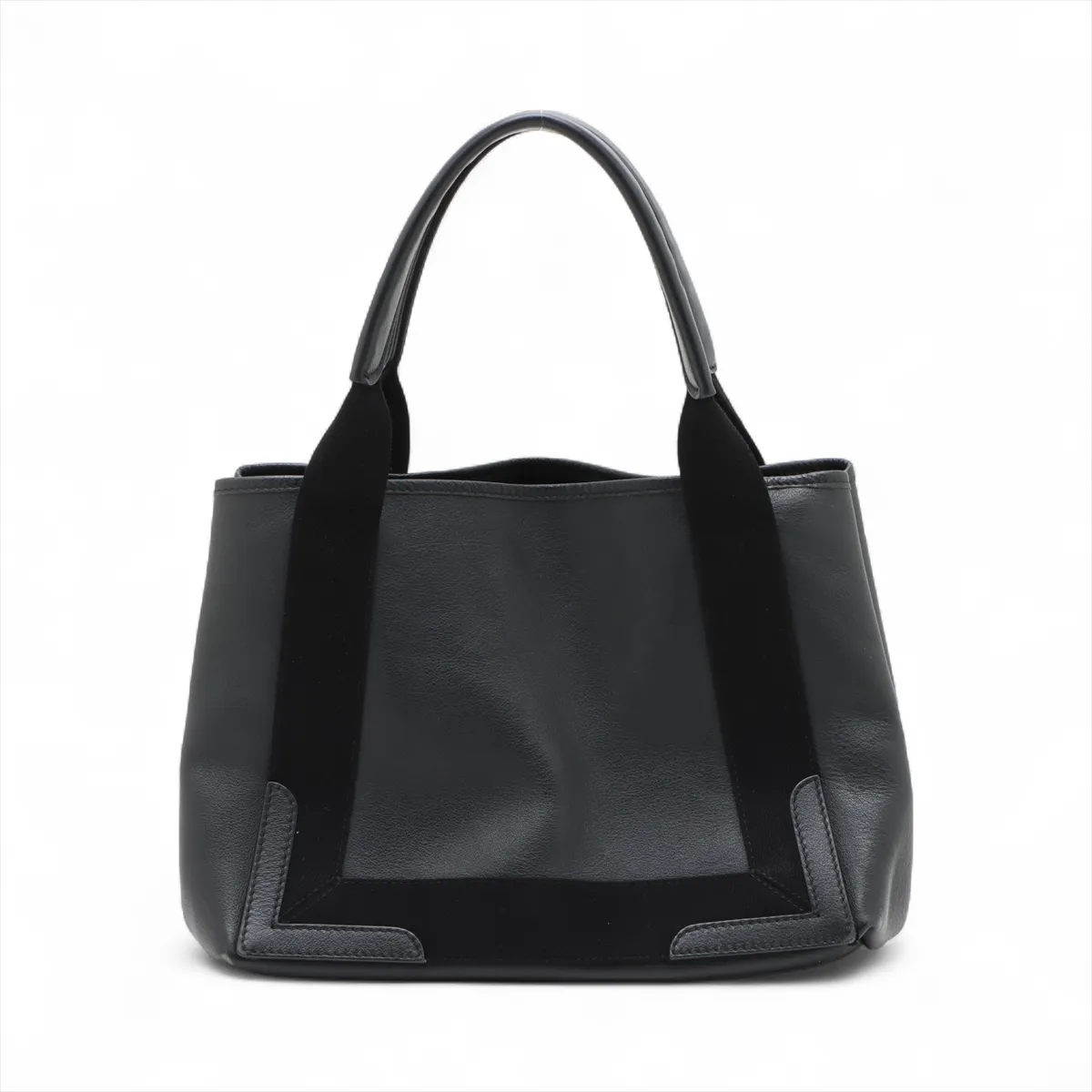 Navy Cabas Leather Handbag, Black, 339933, Pouch, Stained. — view 2