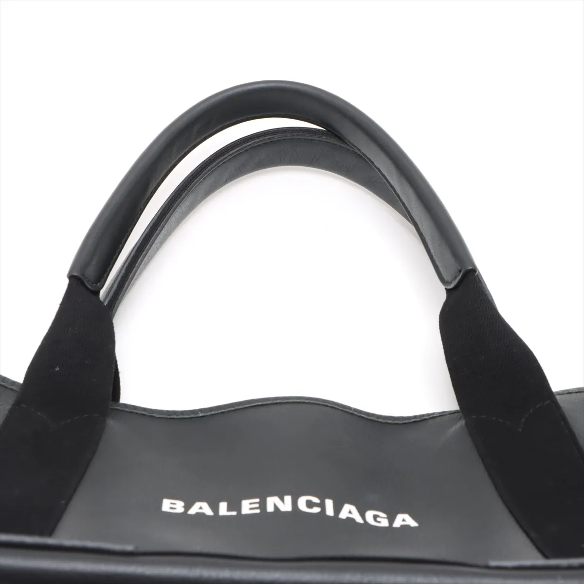 Navy Cabas Leather Handbag, Black, 339933, Pouch, Stained. — view 6