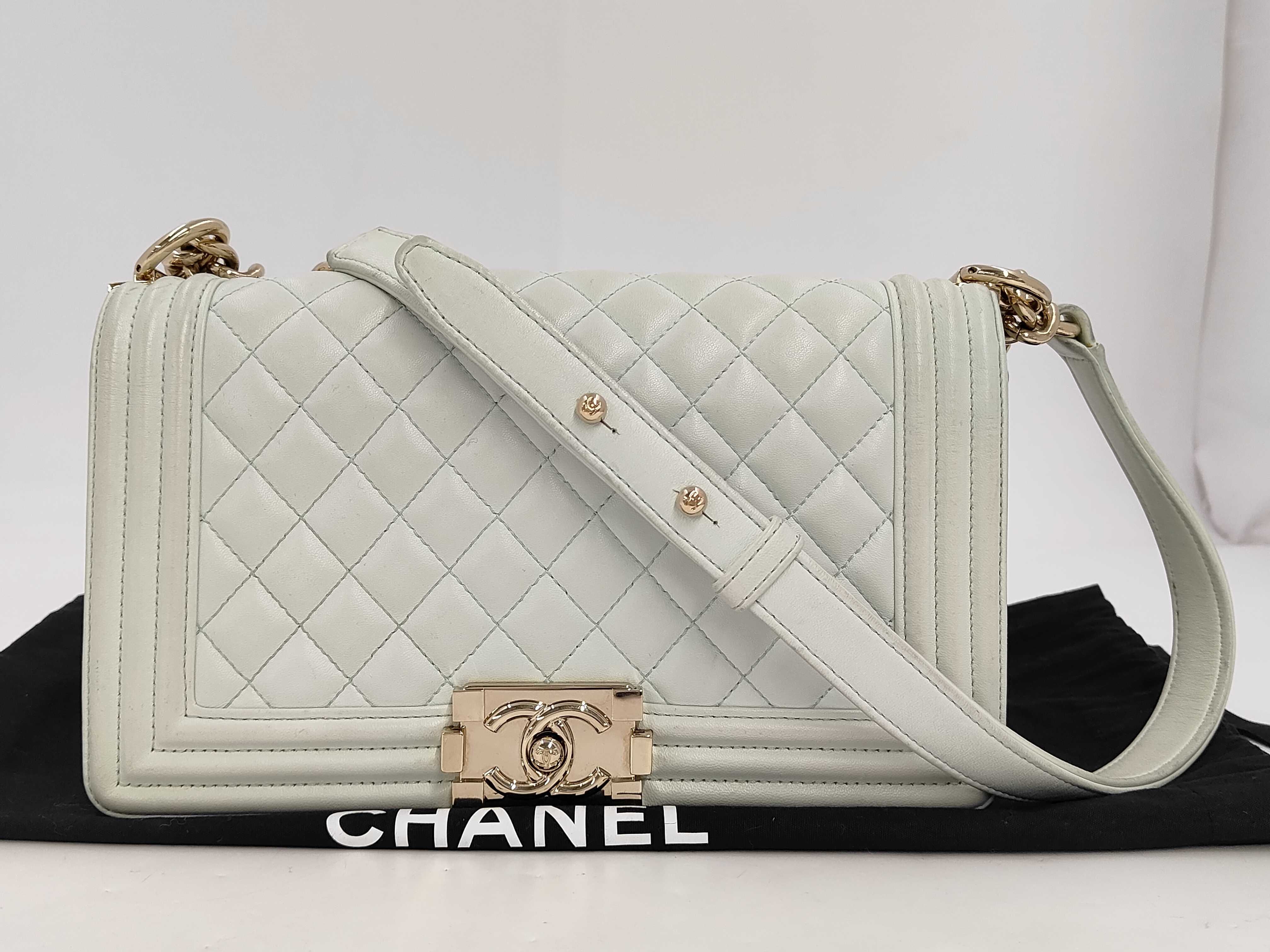 2248 Boy 25 Chain Shoulder Bag, Mint Green, Gold Hardware