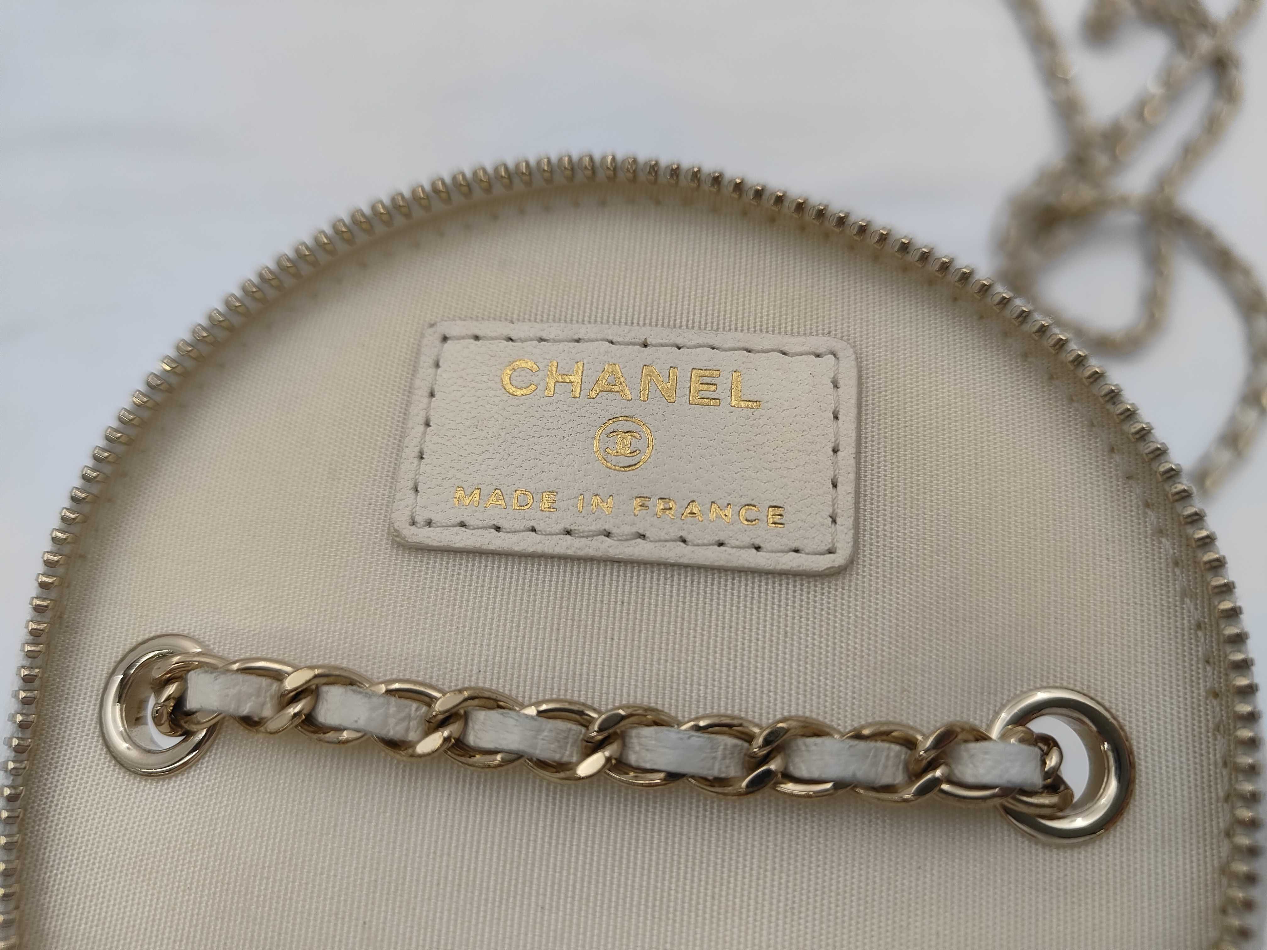 Coco Mark Logo Chain Shoulder Bag, Calfskin, White, Gold Hardware, 31170958 — view 10