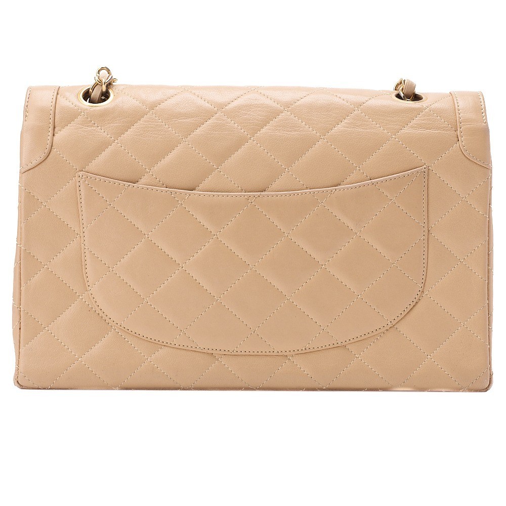 Lambskin Matelassé Chain Shoulder Bag (Paris Limited Edition) - Beige — view 2