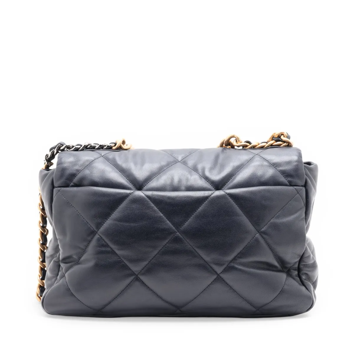19 Maxi Lambskin Chain Shoulder Bag, Navy, Gold x Silver Hardware, 30159288, Serial Number in the 30s, AS1162 — view 2