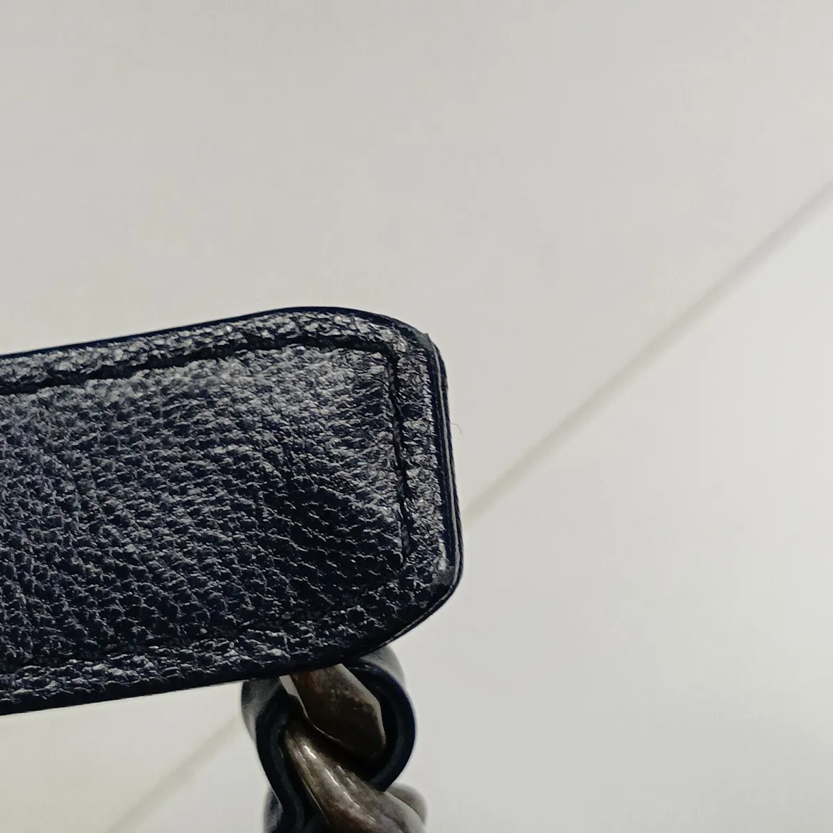 19 Maxi Lambskin Chain Shoulder Bag, Navy, Gold x Silver Hardware, 30159288, Serial Number in the 30s, AS1162 — view 12