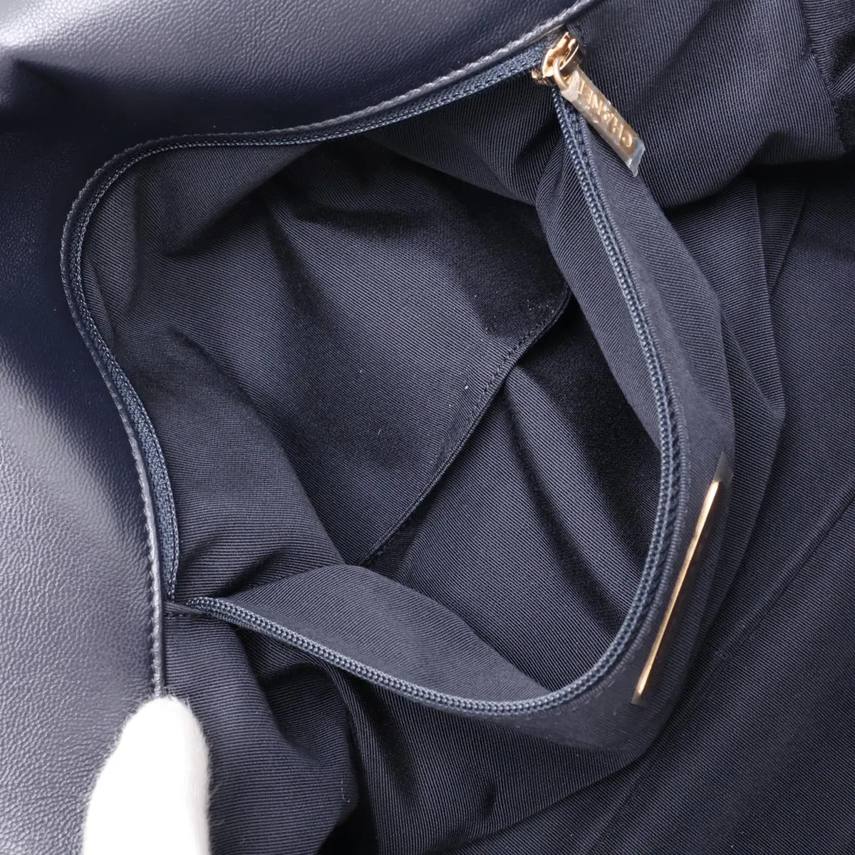 19 Maxi Lambskin Chain Shoulder Bag, Navy, Gold x Silver Hardware, 30159288, Serial Number in the 30s, AS1162 — view 7