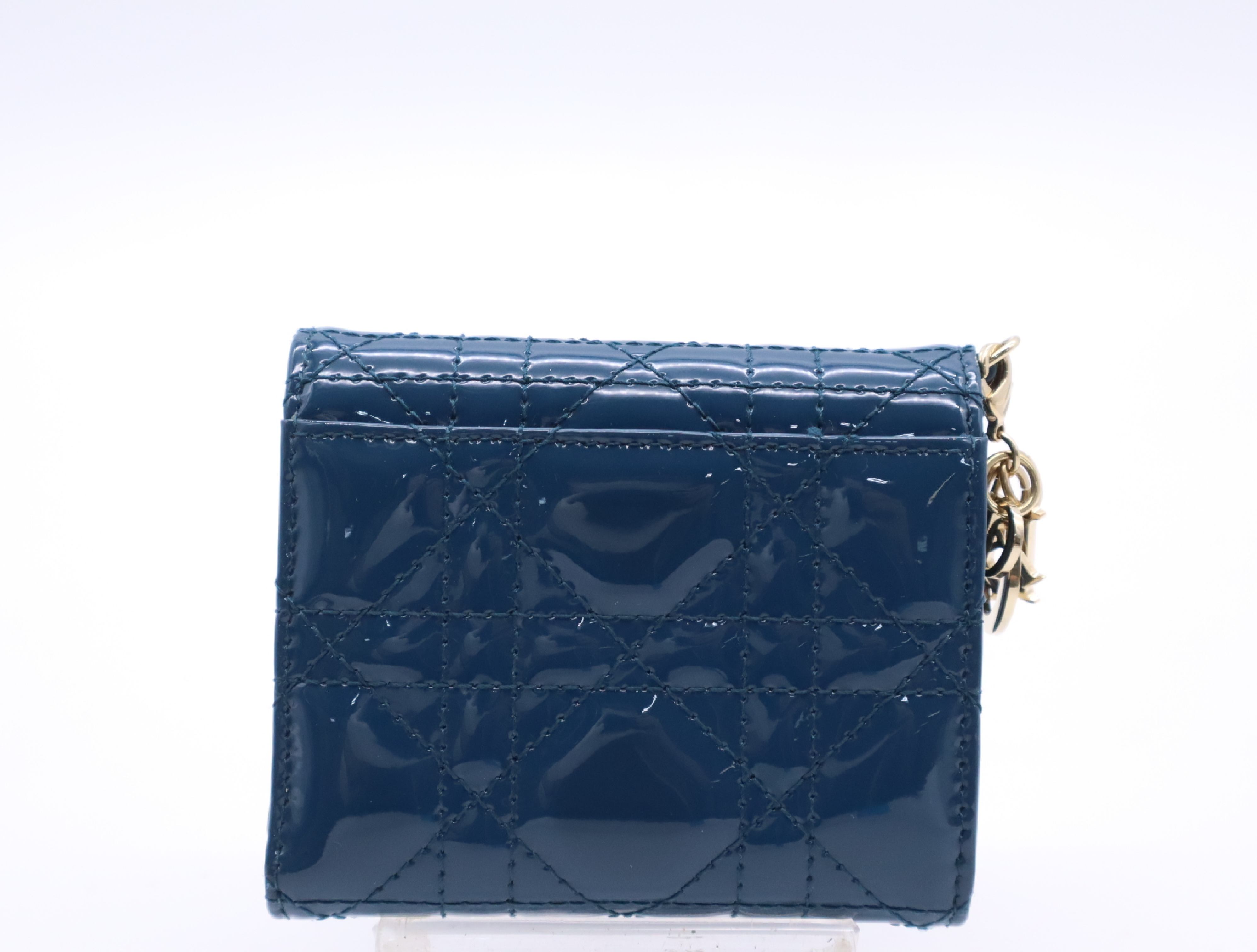 S0181OVRB Cannage Patent Calfskin Lady Lotus Wallet Blue (Comes with Box and Dust Bag) — view 2