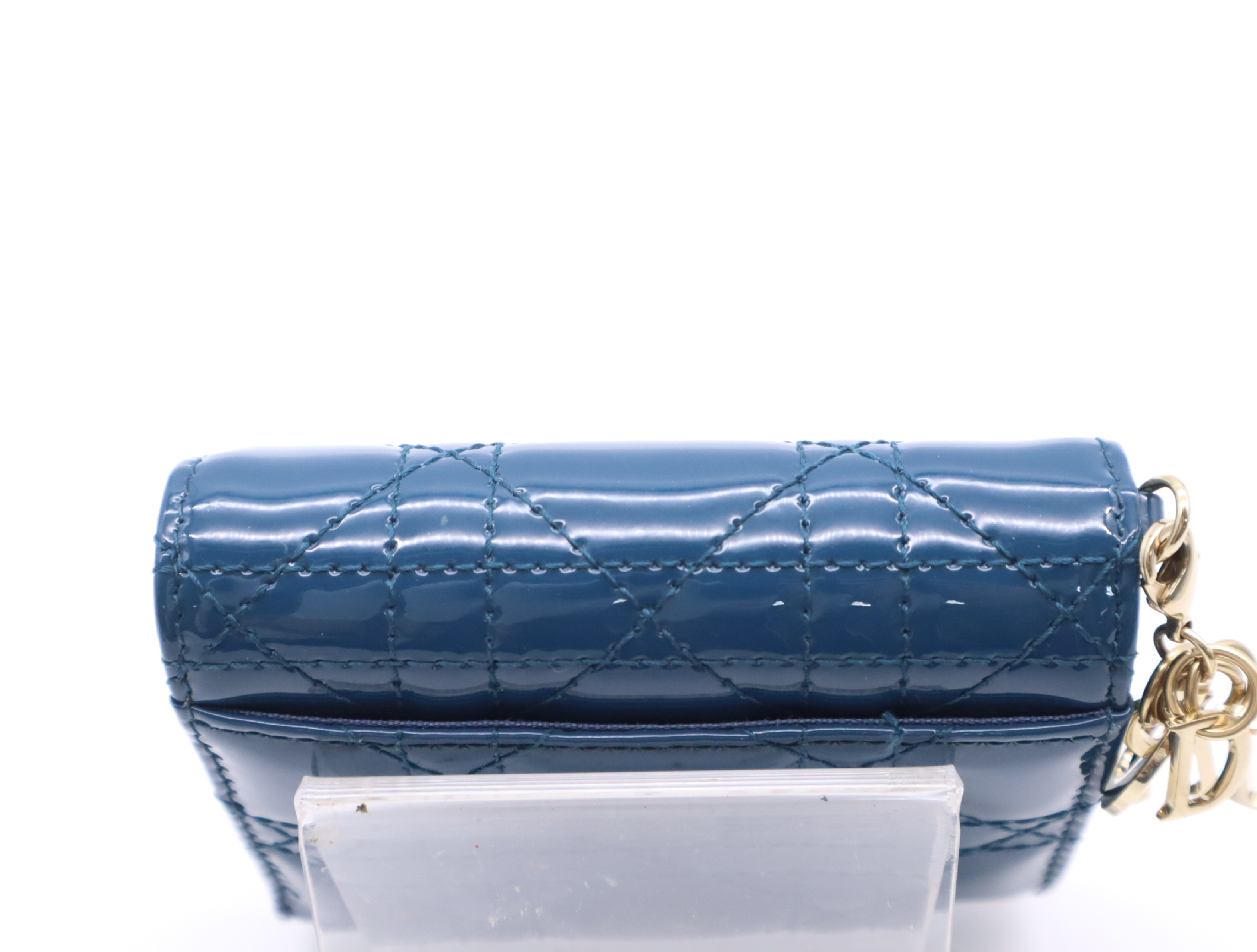S0181OVRB Cannage Patent Calfskin Lady Lotus Wallet Blue (Comes with Box and Dust Bag) — view 4