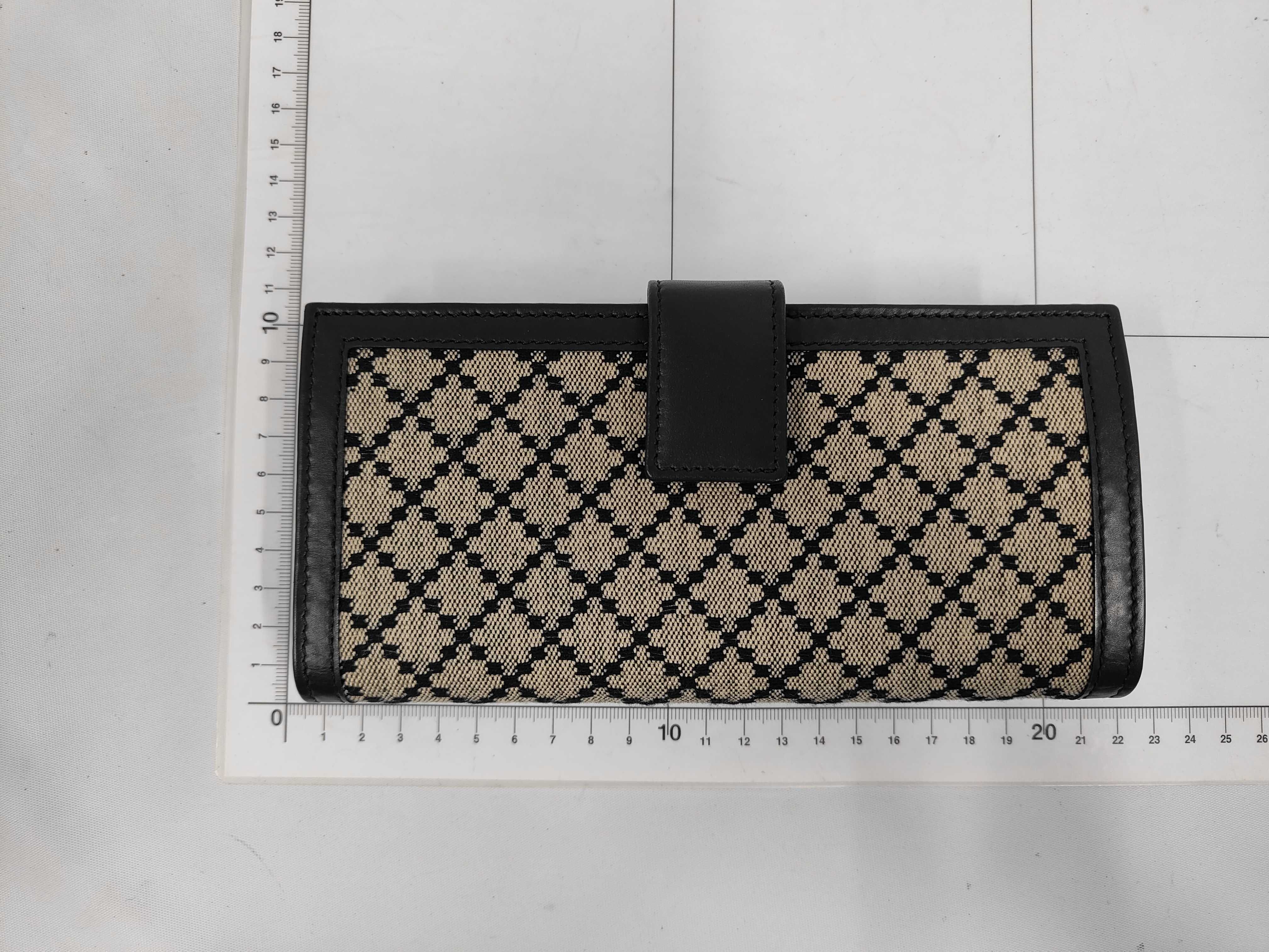 Diamante Long Flap Wallet, Canvas Leather, Beige/Black, Gucci Wallet — view 2
