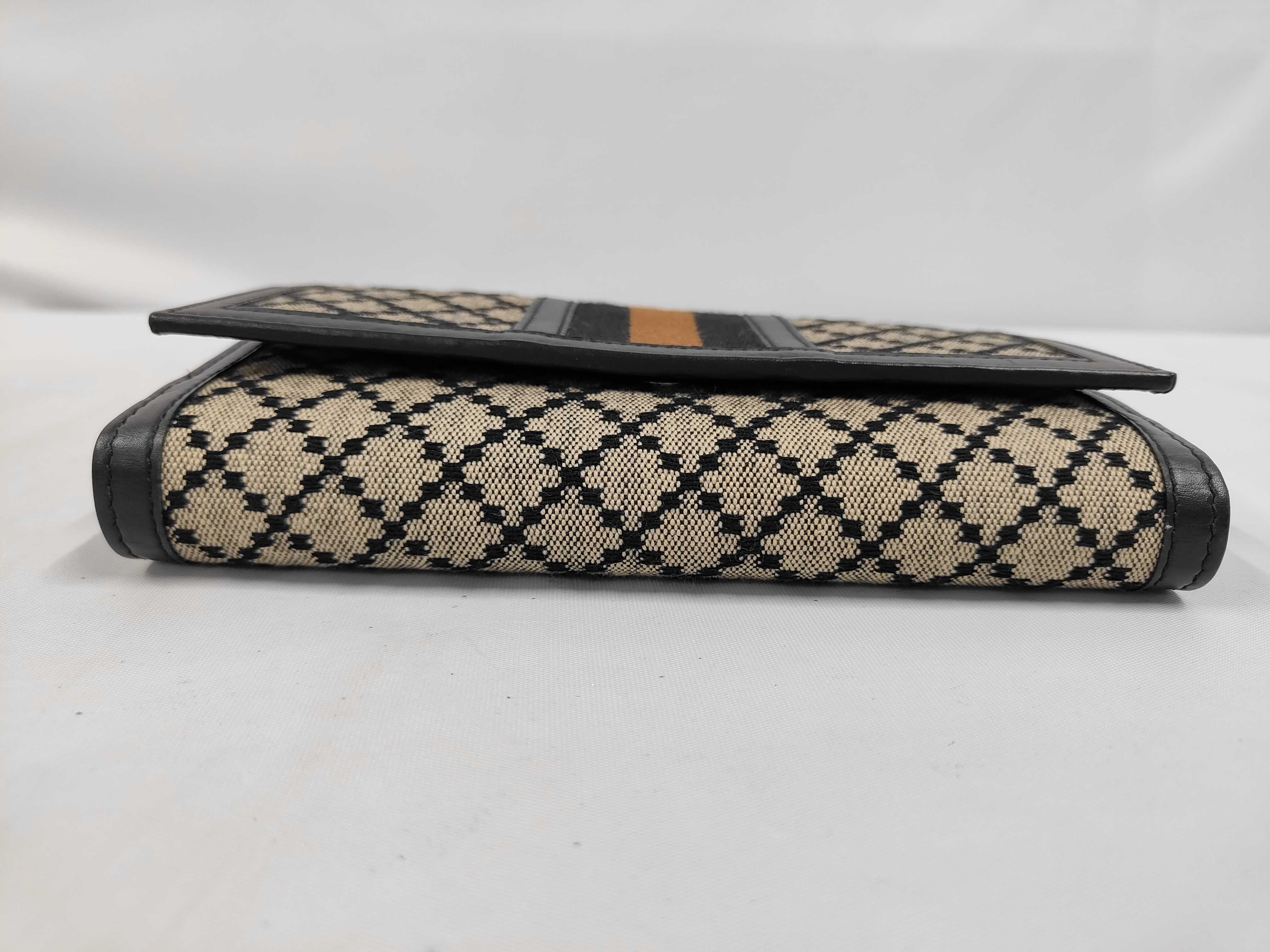Diamante Long Flap Wallet, Canvas Leather, Beige/Black, Gucci Wallet — view 3