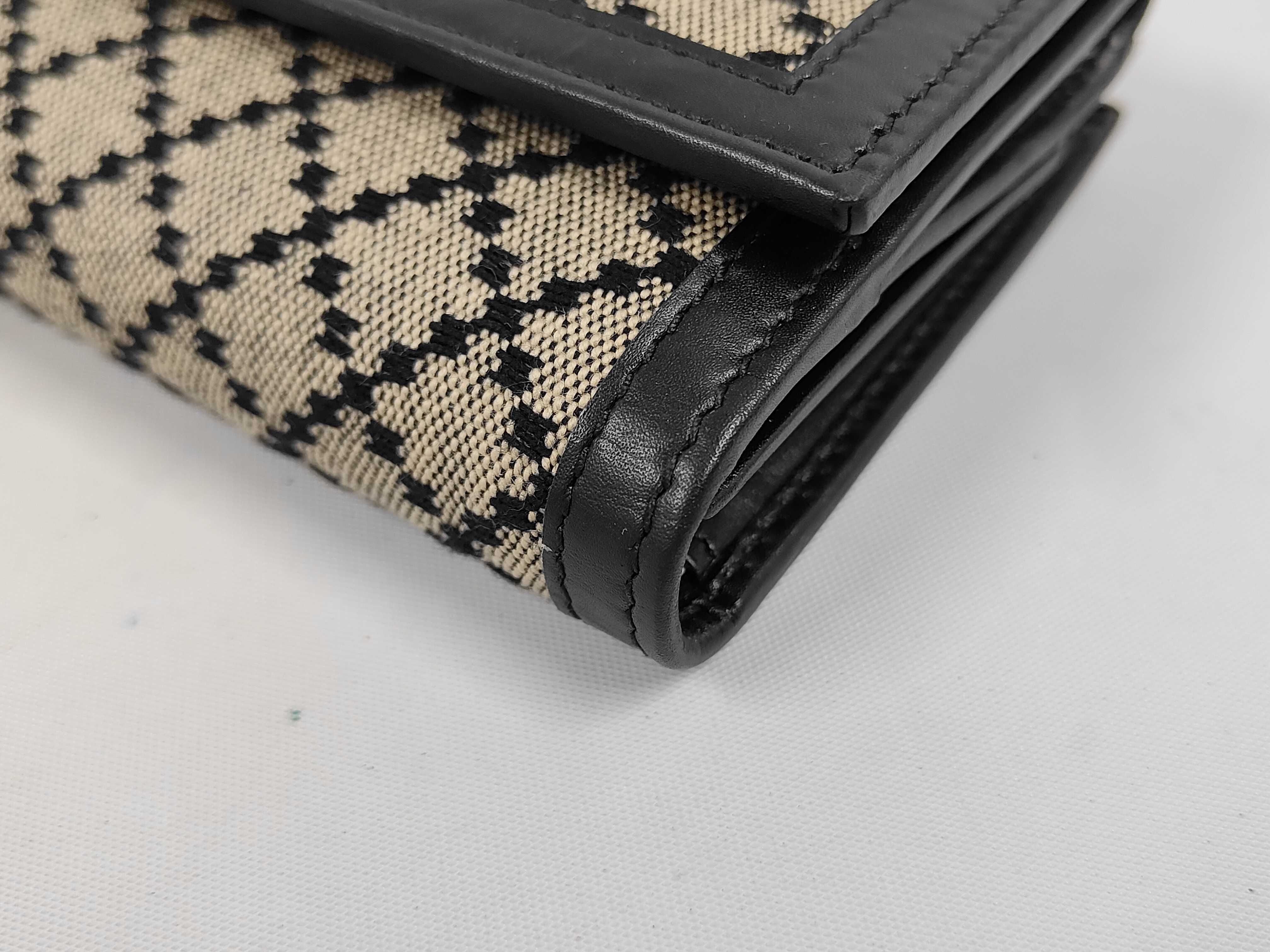 Diamante Long Flap Wallet, Canvas Leather, Beige/Black, Gucci Wallet — view 4
